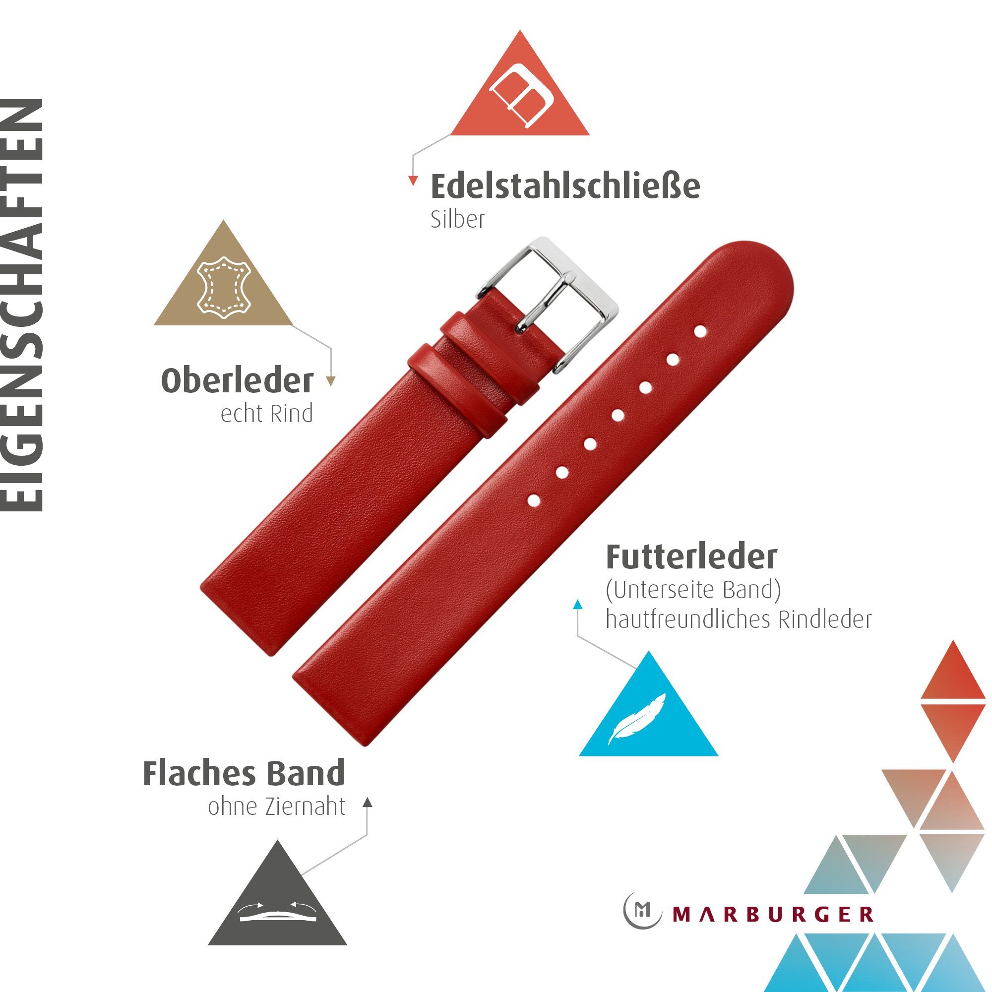 MARBURGER Uhrenarmband 20mm Leder günstig online kaufen
