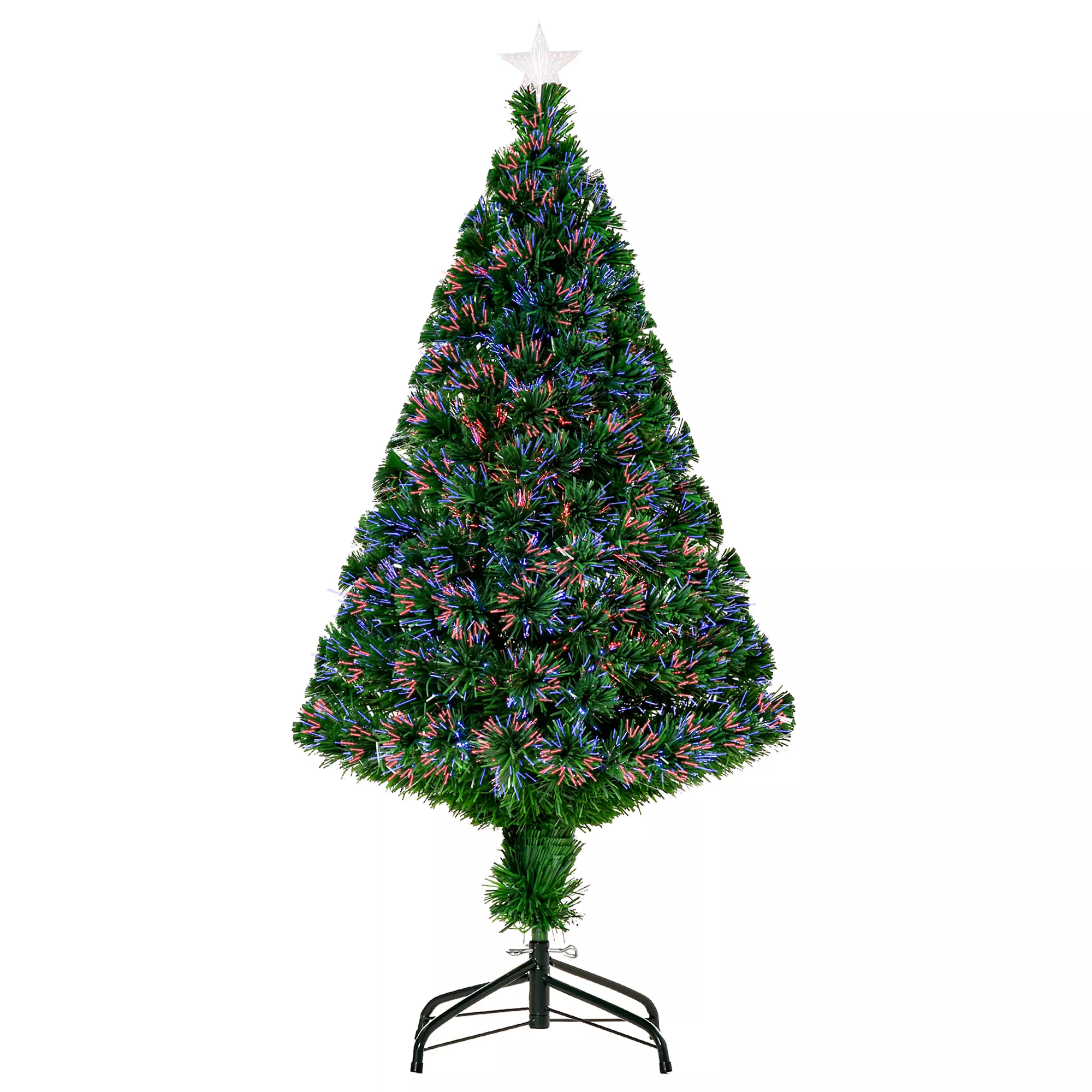 HOMCOM Weihnachtsbaum künstlicher Christbaum 120 cm mit LED Lichtfaser Farb günstig online kaufen