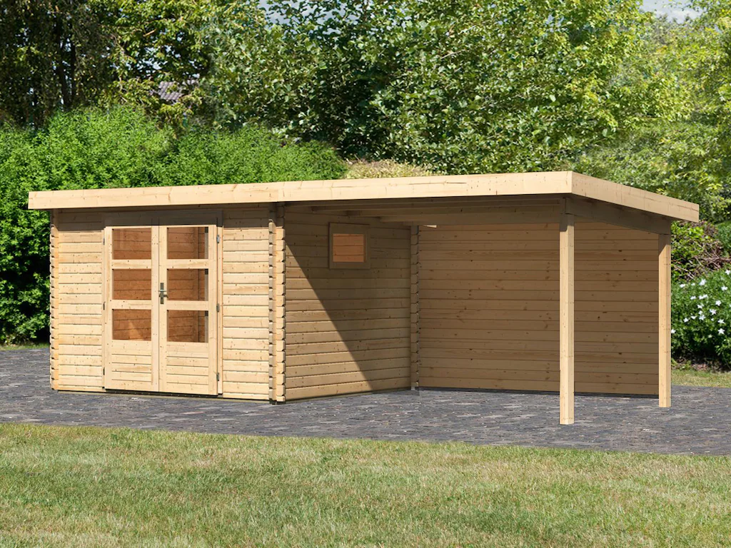 Karibu Gartenhaus "Trittau 3", mit Anbaudach und Rückwand günstig online kaufen