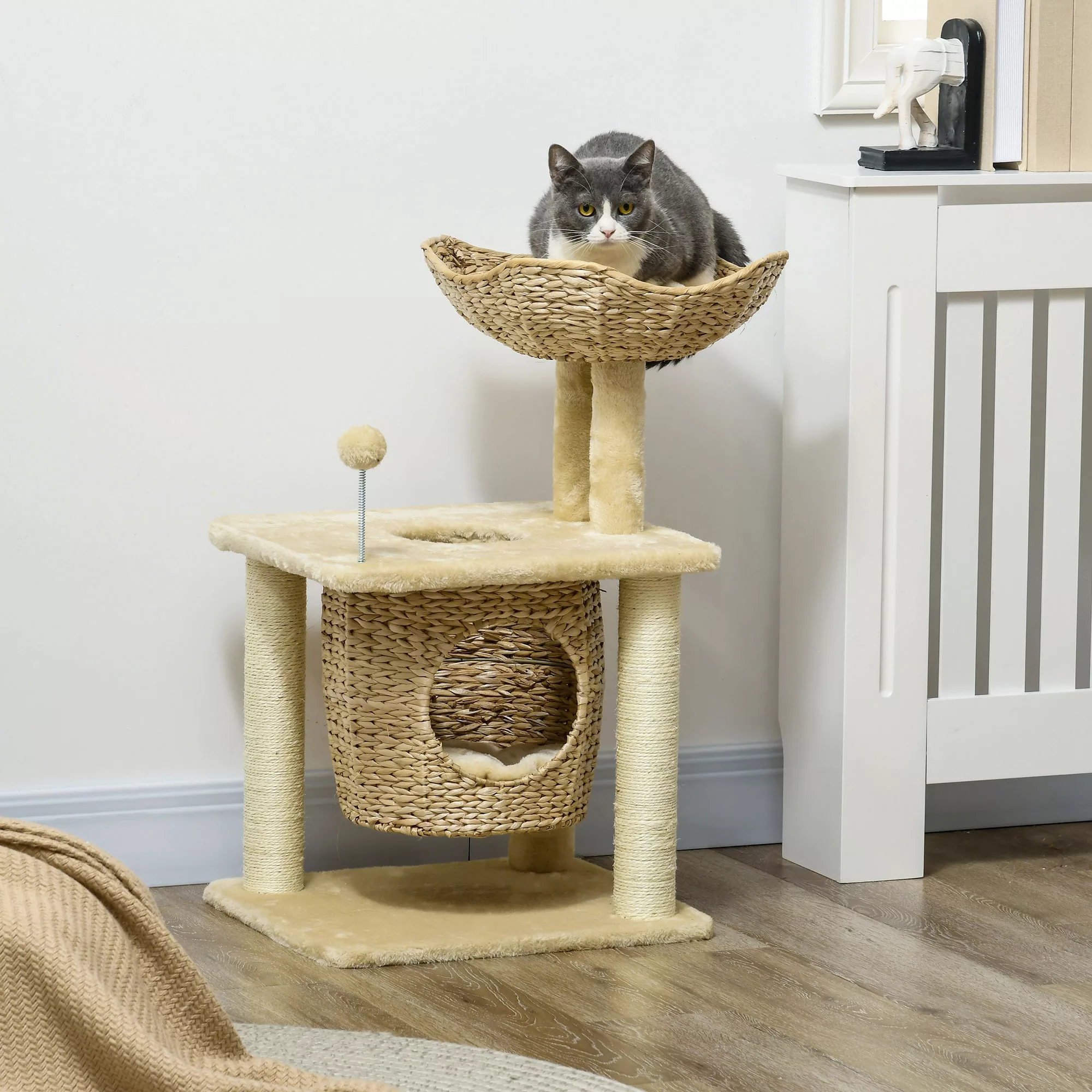 PawHut Katzen Kratzbaum Klein, 74 cm Katzenbaum mit Katzenhöhle, Spielball, günstig online kaufen