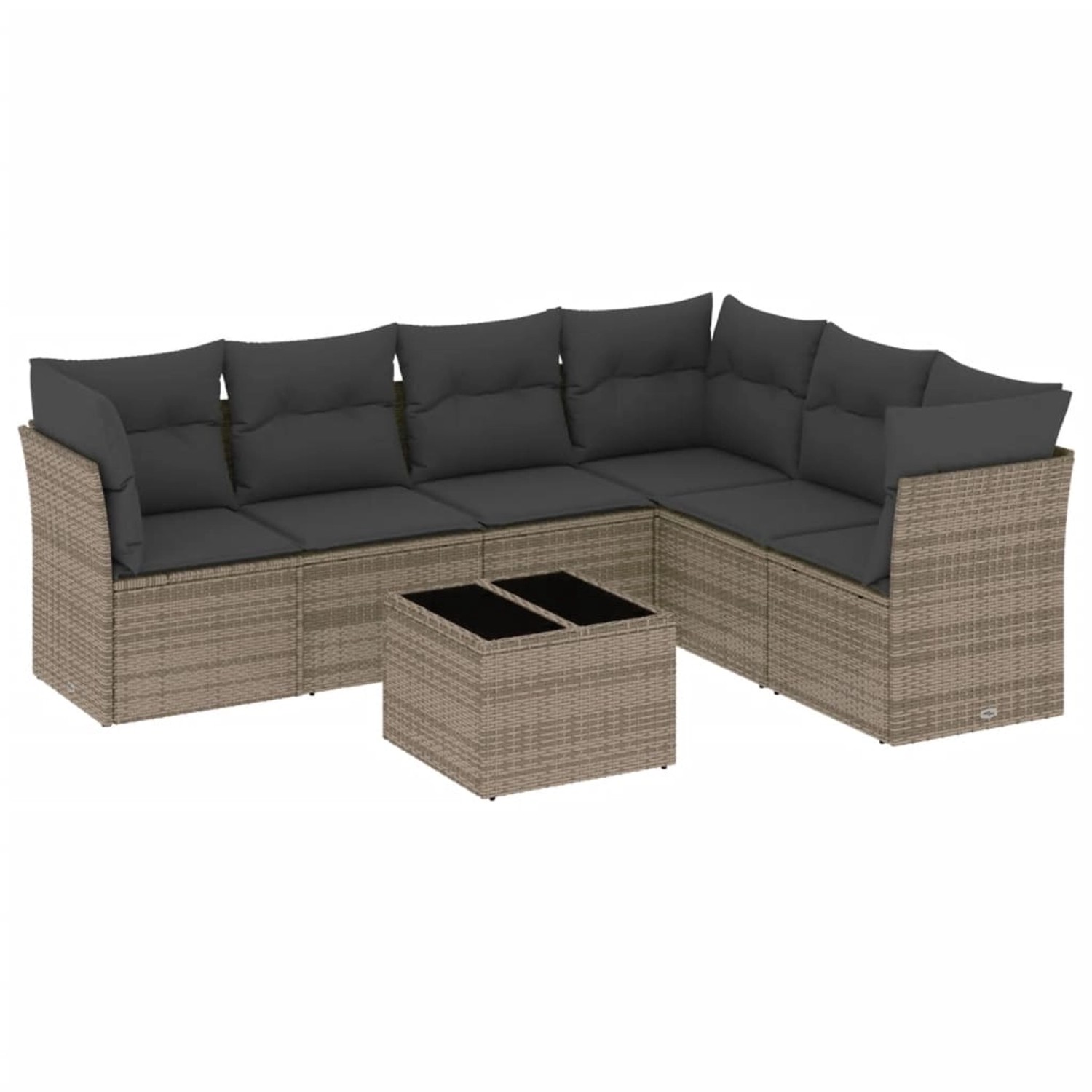 vidaXL 7-Tlg Garten-Sofagarnitur mit Kissen Grau Poly Rattan 3217690 günstig online kaufen