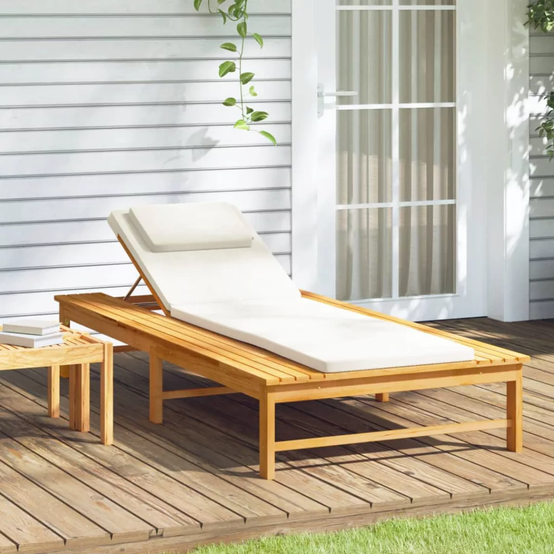 vidaXL Gartenliege Sonnenliege mit Cremeweißem Kissen günstig online kaufen