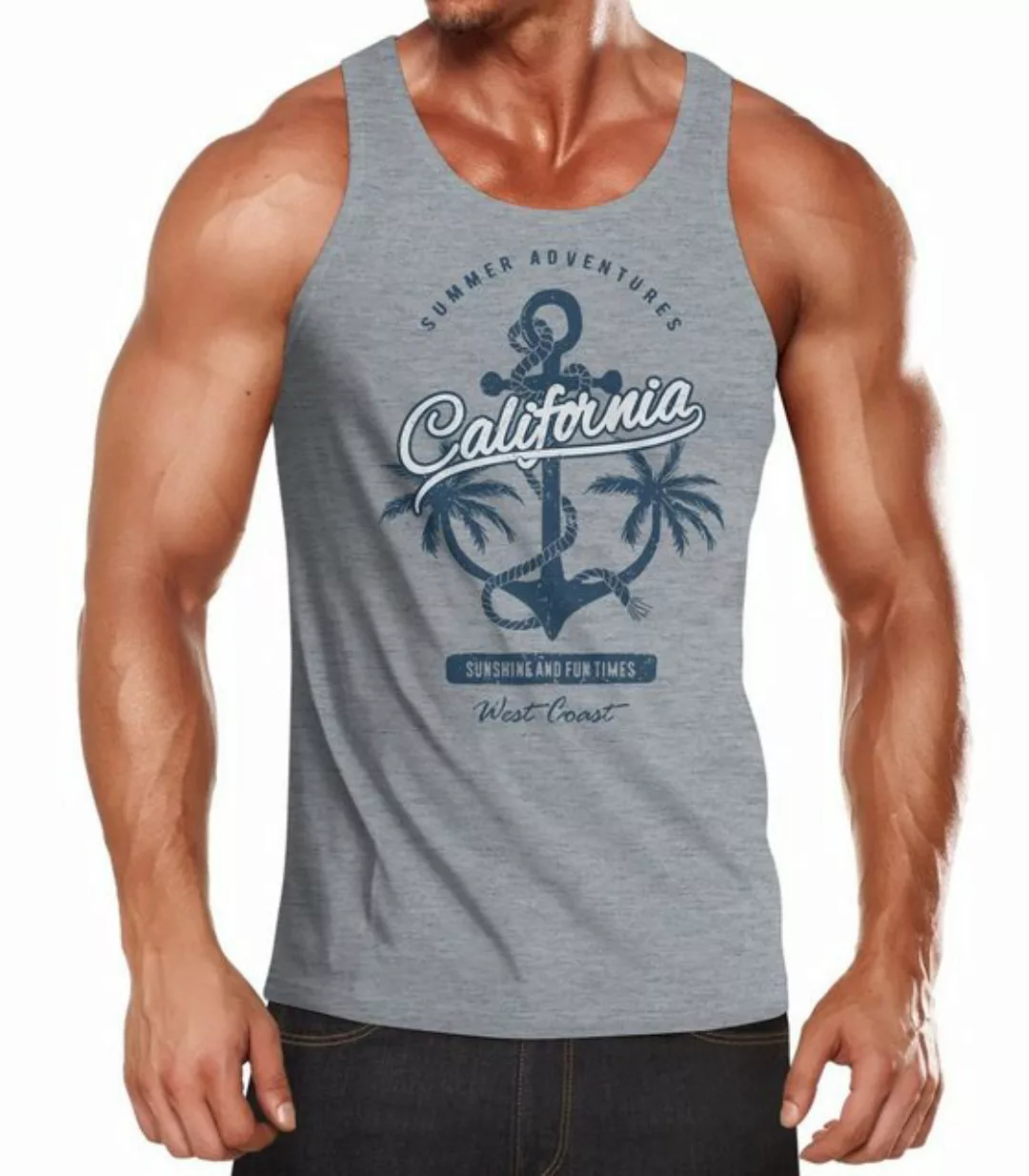 Neverless Tanktop Herren Tank-Top Anker Palmen Anchor Palms Muskelshirt Mus günstig online kaufen