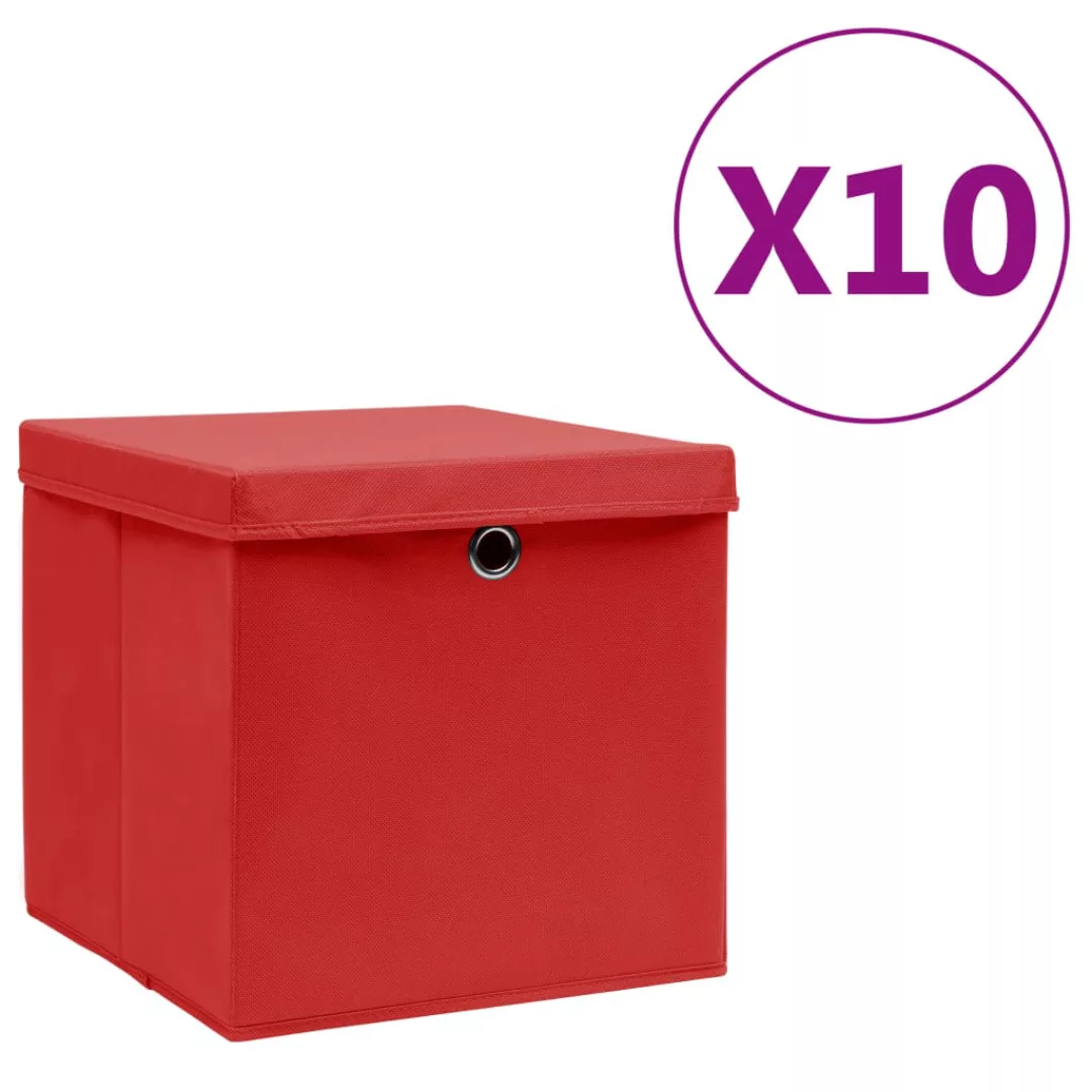 Aufbewahrungsboxen Mit Deckeln 10 Stk. 28x28x28 Cm Rot günstig online kaufen