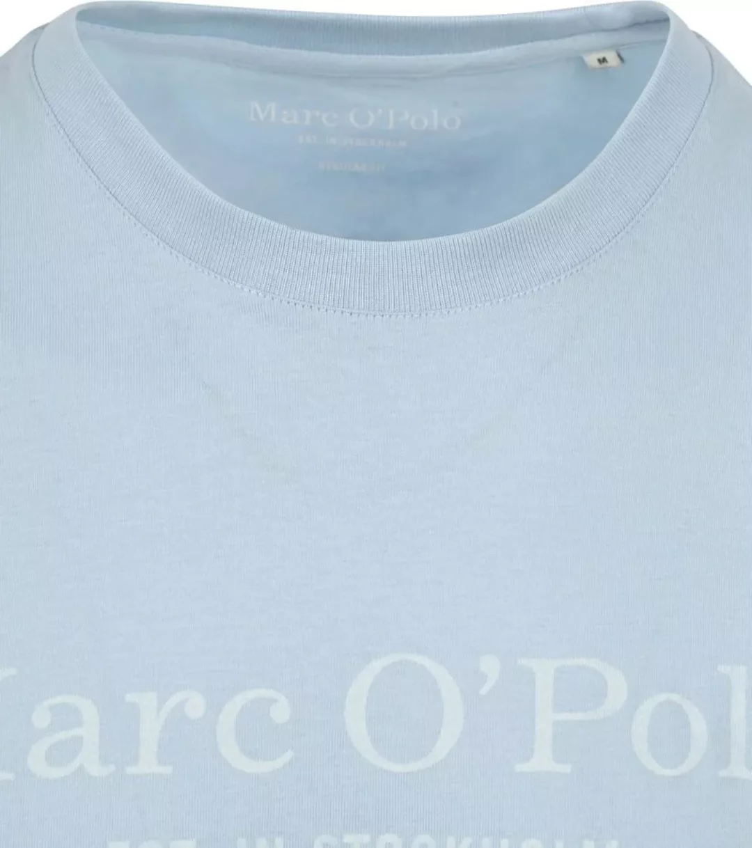 Marc O'Polo T-shirt logo lichtblauw - Größe L günstig online kaufen