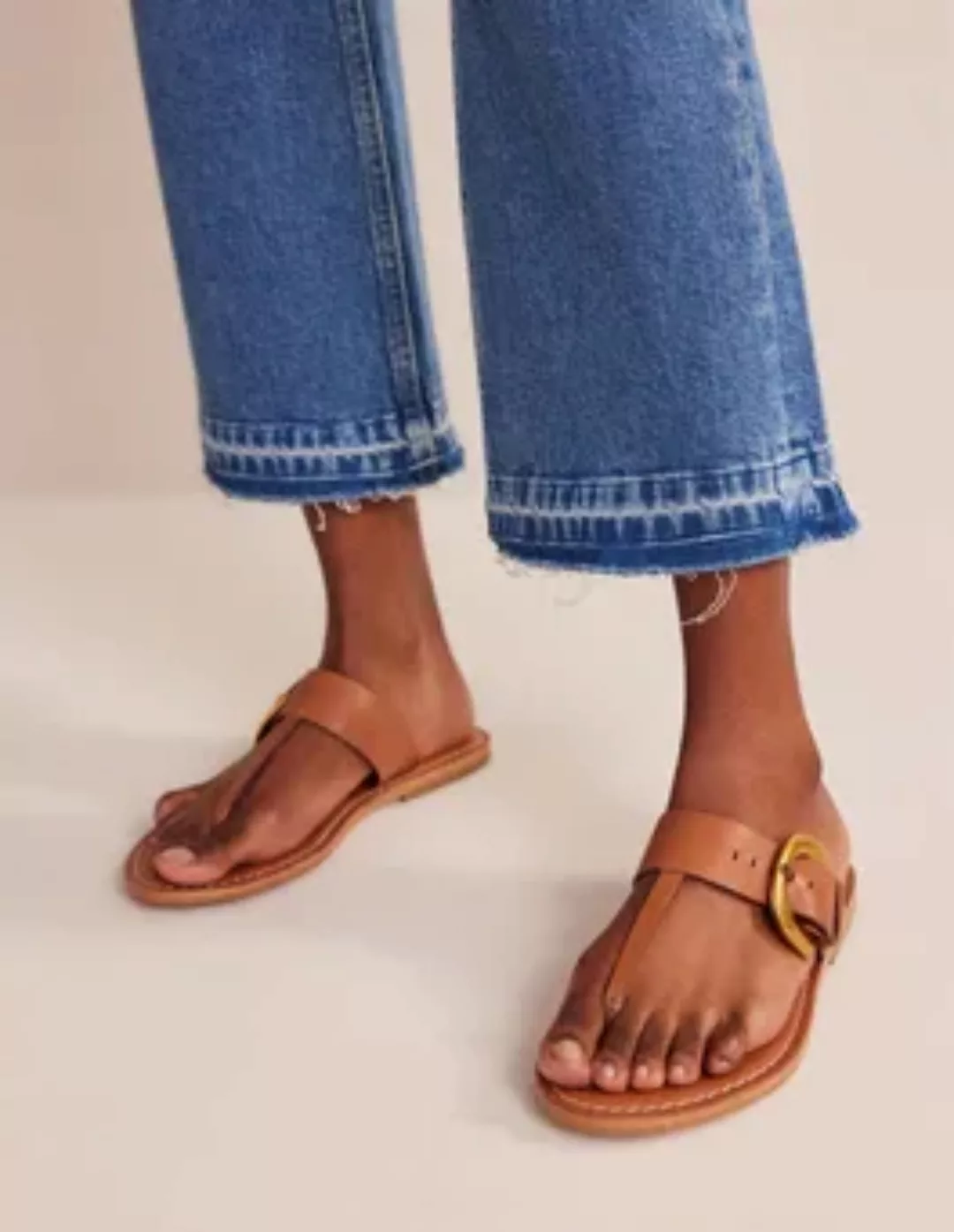 Sandalen mit Schnalle und Zehensteg Damen Boden, Hellbraun günstig online kaufen