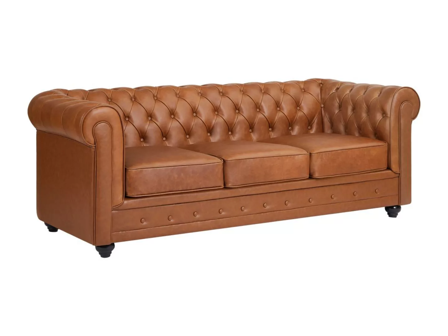 Ledersofa 3-Sitzer - Rindsleder - Camelfarben - CHESTERFIELD günstig online kaufen