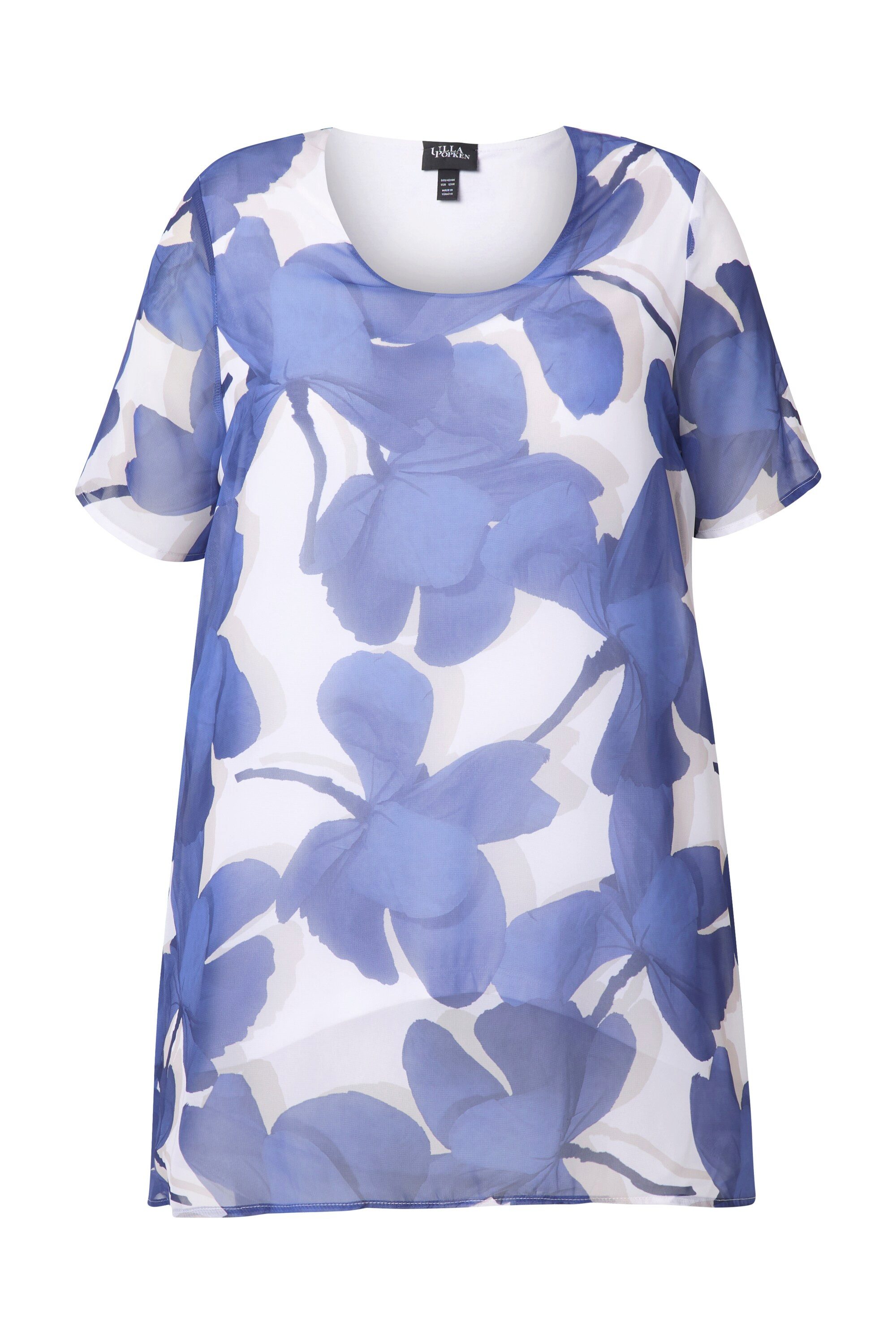 Ulla Popken Tunika Chiffon-Bluse doppellagig A-Linie günstig online kaufen