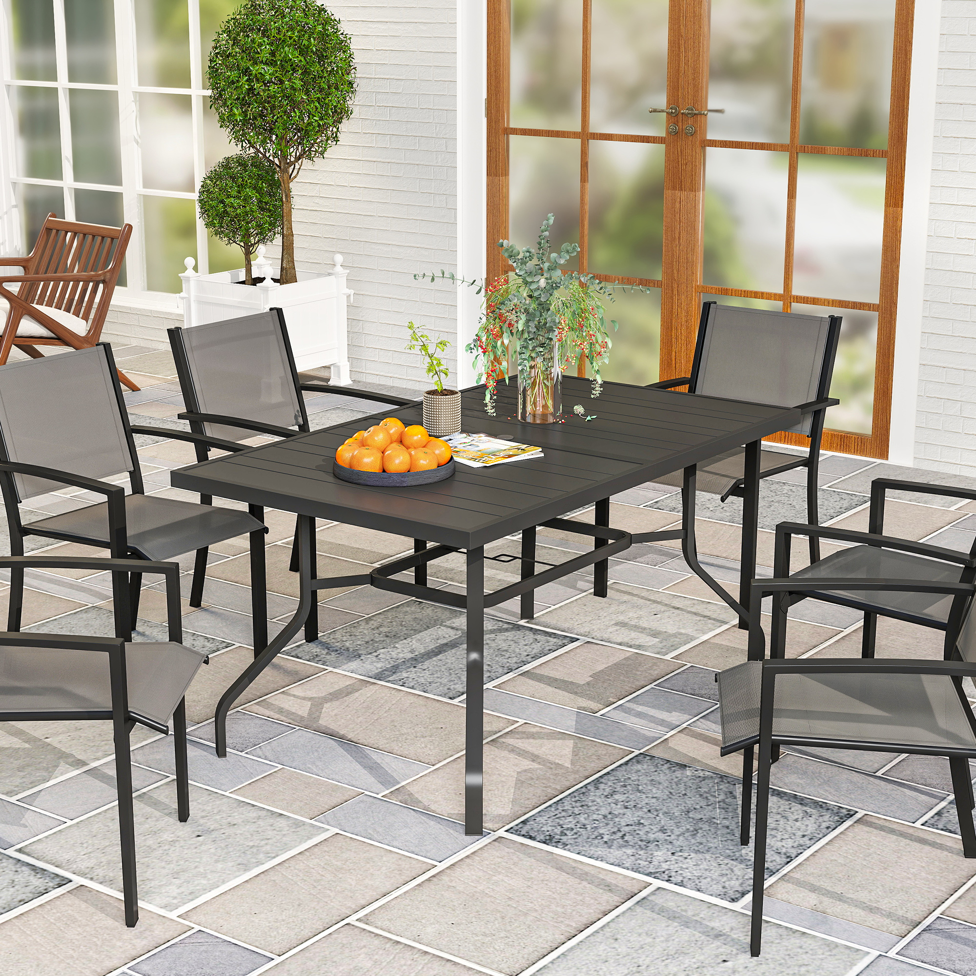 Outsunny Gartentisch 152x90 cm, Wetterfest Balkontisch aus Stahl, Beistellt günstig online kaufen