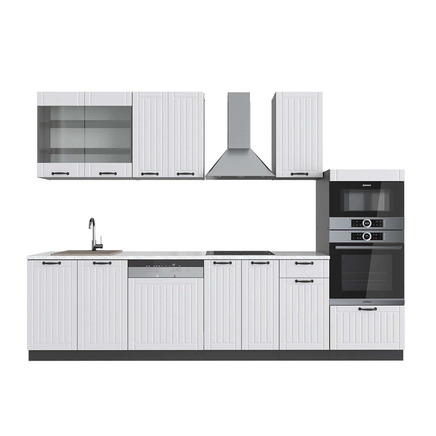 Vicco Fame-Line Küchenzeile Bordeaux Hochglanz/Weiß 300 cm mit Hochschranko günstig online kaufen