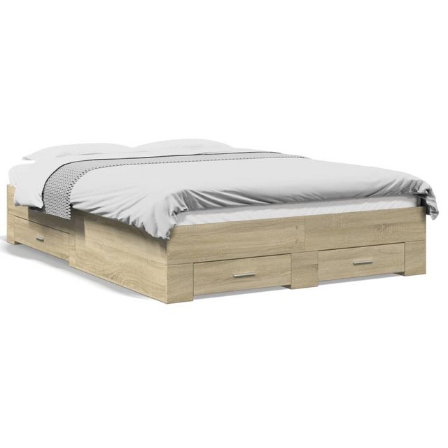 vidaXL Bett Bettgestell mit Schubladen Sonoma-Eiche 120x190cm Holzwerkstoff günstig online kaufen