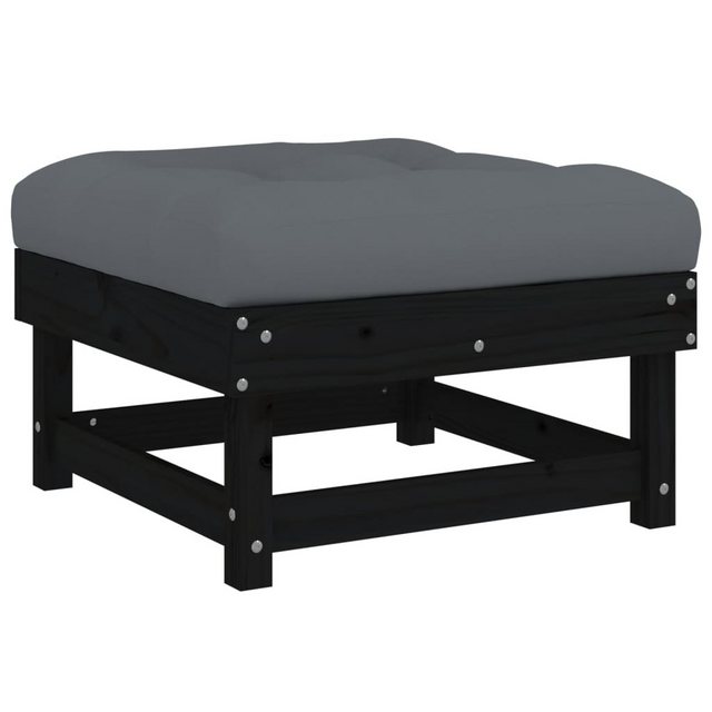 vidaXL Sofaelement Gartenhocker mit Kissen Schwarz Massivholz Kiefer (1 St) günstig online kaufen