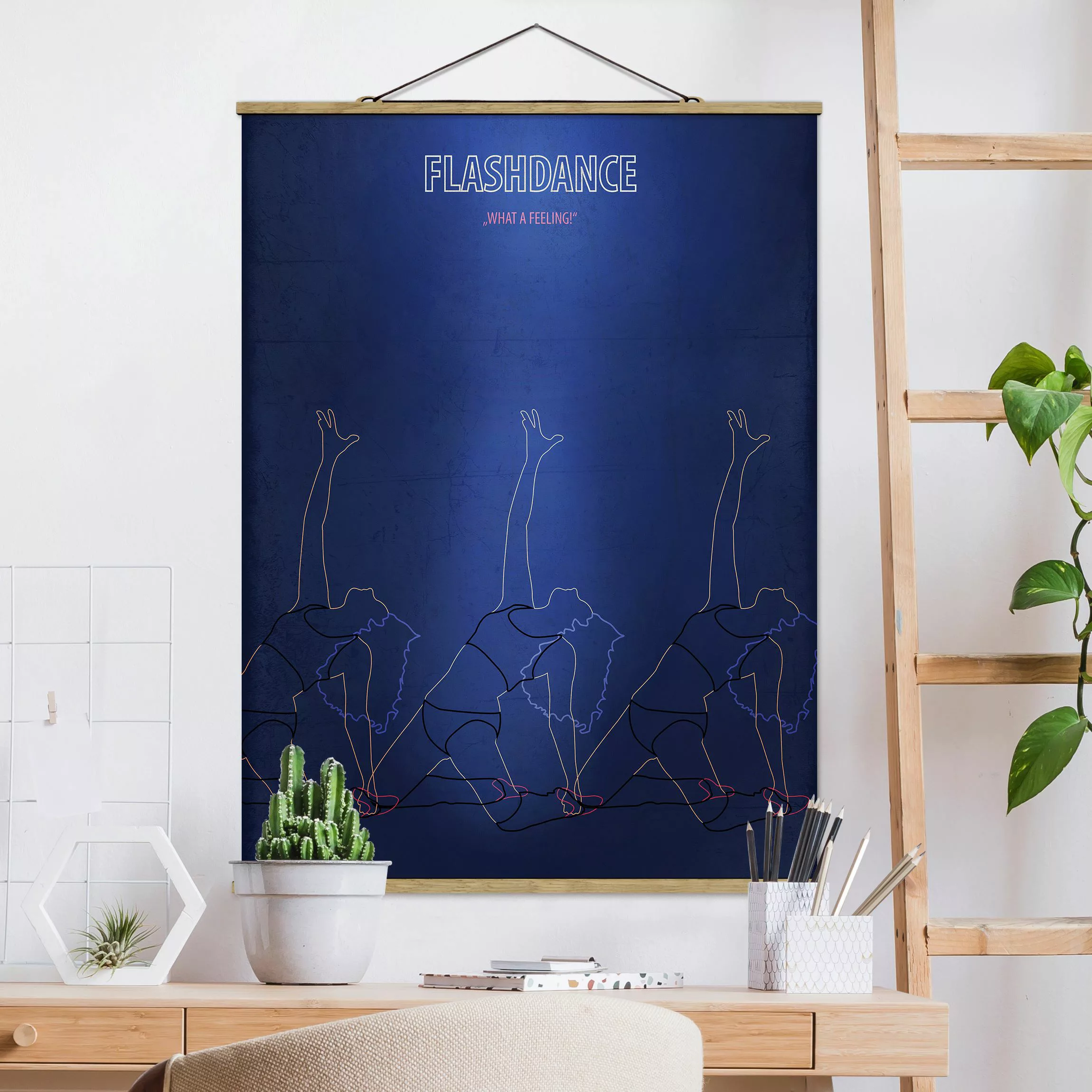 Stoffbild Portrait mit Posterleisten - Hochformat Filmposter Flashdance günstig online kaufen