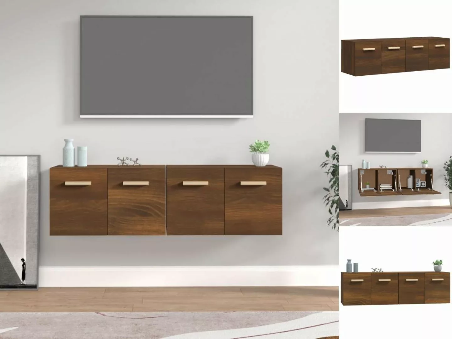 vidaXL Kleiderschrank Wandschränke 2Stk Braun Eichen-Optik 60x36,5x35cm Hol günstig online kaufen