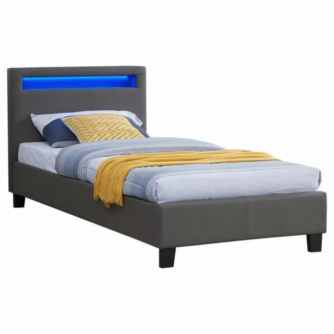 CARO-Möbel Polsterbett MANDALAY, Polsterbett 90 x 200 cm LED Einzelbett, Ju günstig online kaufen