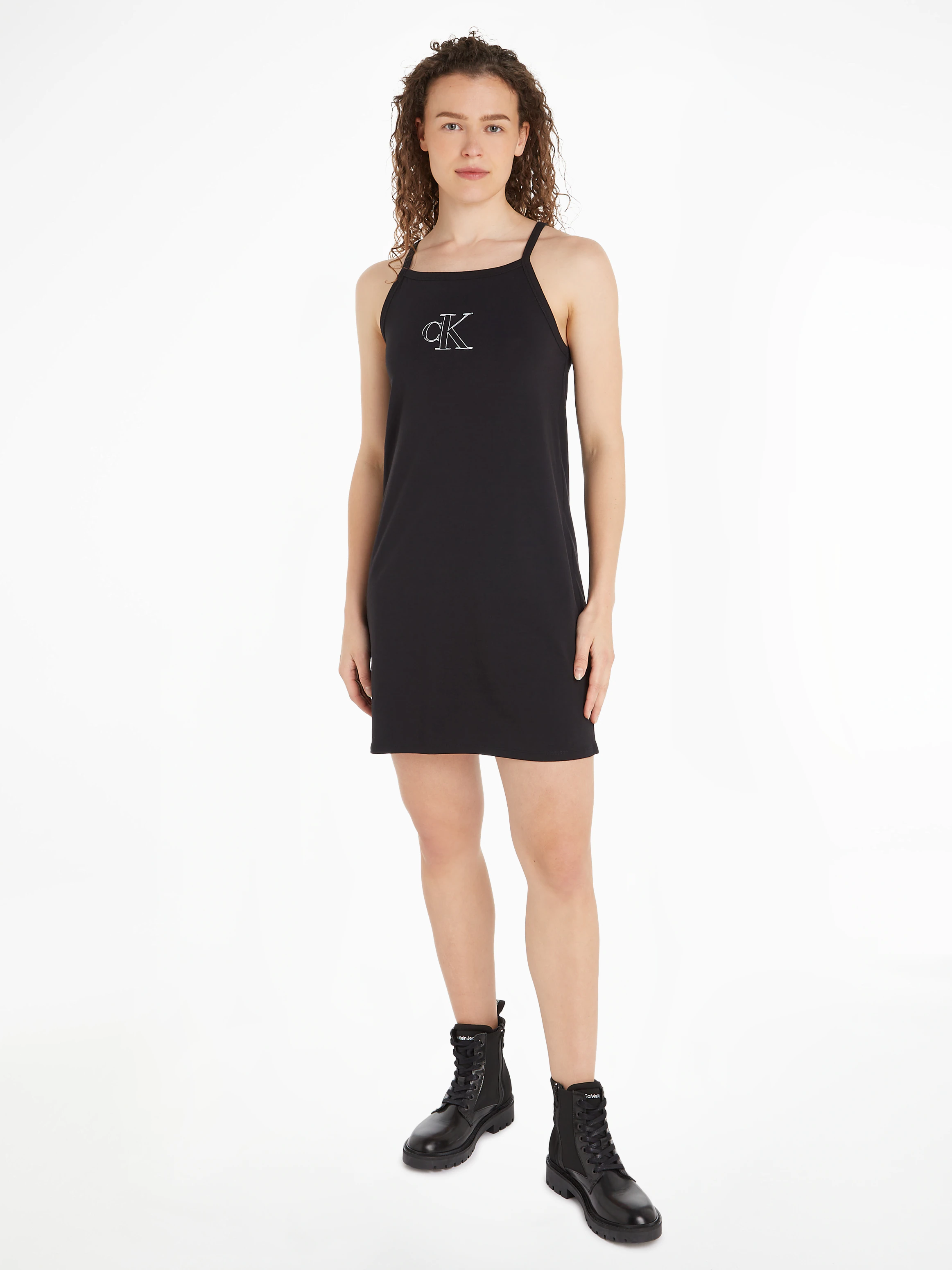 Calvin Klein Jeans Spaghettikleid OUTLINED CK STRAPPY TANK DRESS mit Logopr günstig online kaufen