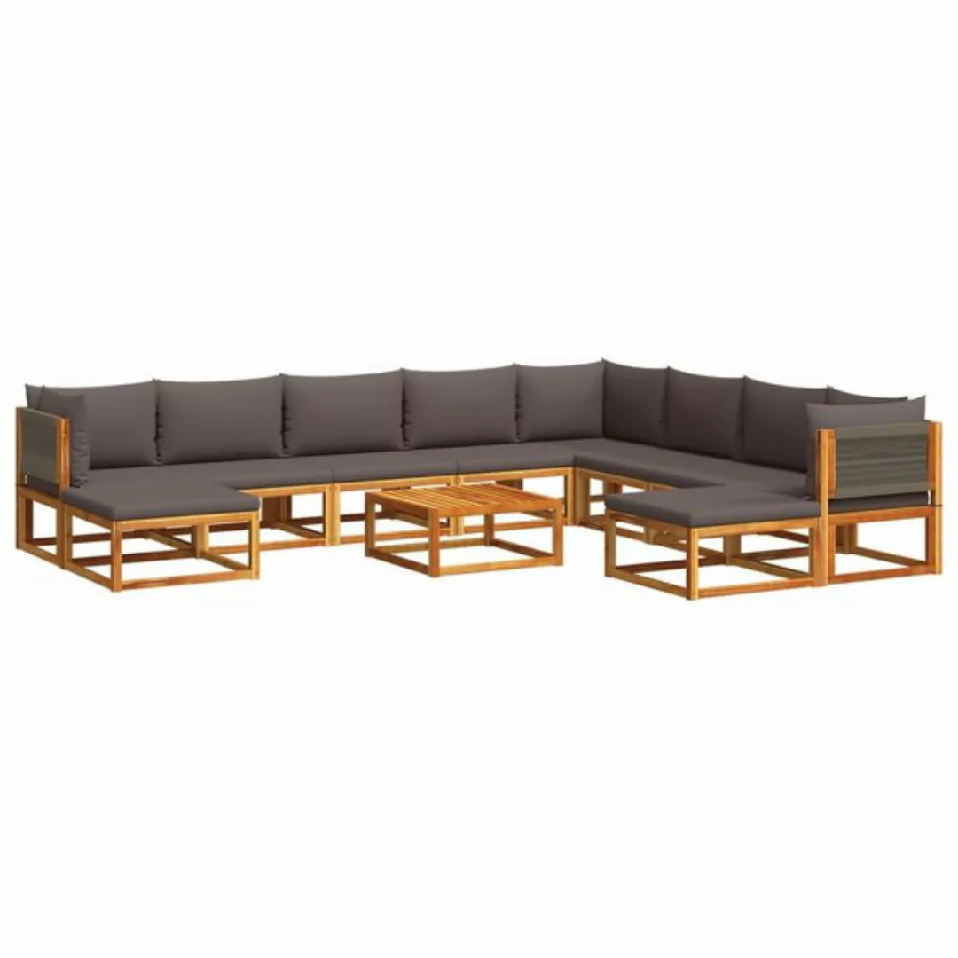 vidaXL Loungesofa 11-tlg. Garten-Sofagarnitur mit Kissen Massivholz Akazie, günstig online kaufen