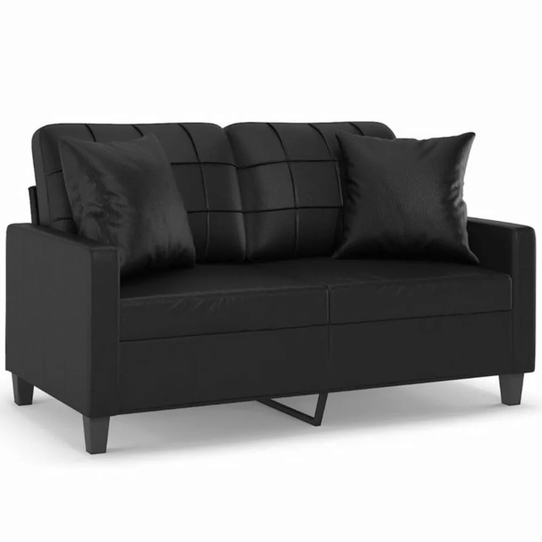 vidaXL Sofa 2-Sitzer-Sofa mit Zierkissen Schwarz 120 cm Kunstleder Couch Wo günstig online kaufen