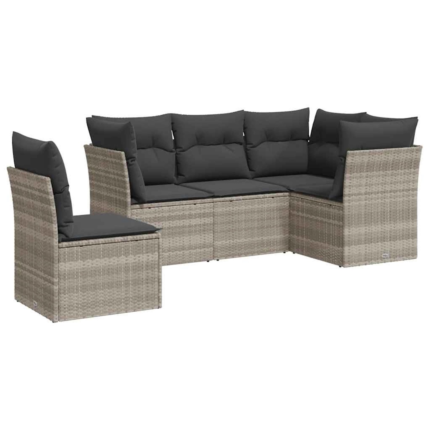 vidaXL 5-Tlg Garten-Sofagarnitur mit Kissen Hellgrau Poly Rattan 3249481 günstig online kaufen