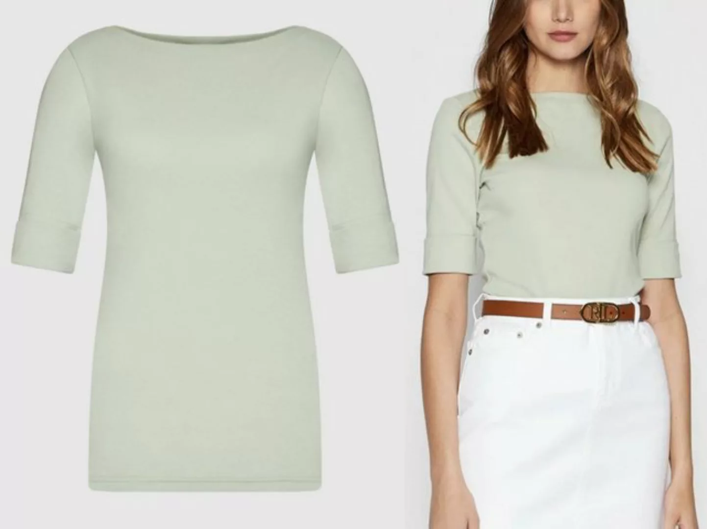 Ralph Lauren T-Shirt LAUREN RALPH LAUREN Judy U-Boot Shirt Cotton Top Bluse günstig online kaufen