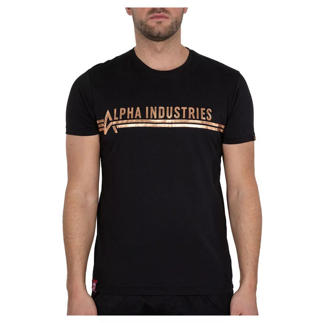 Alpha Industries Industries Foil Print Kurzärmeliges T-shirt L Black / Copp günstig online kaufen