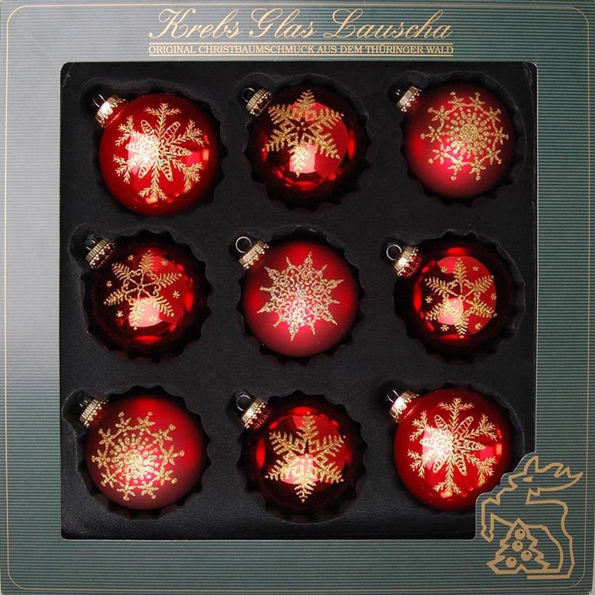 Krebs Glas Lauscha Weihnachtsbaumkugel "Schneeflocke, Weihnachtsdeko rot, C günstig online kaufen