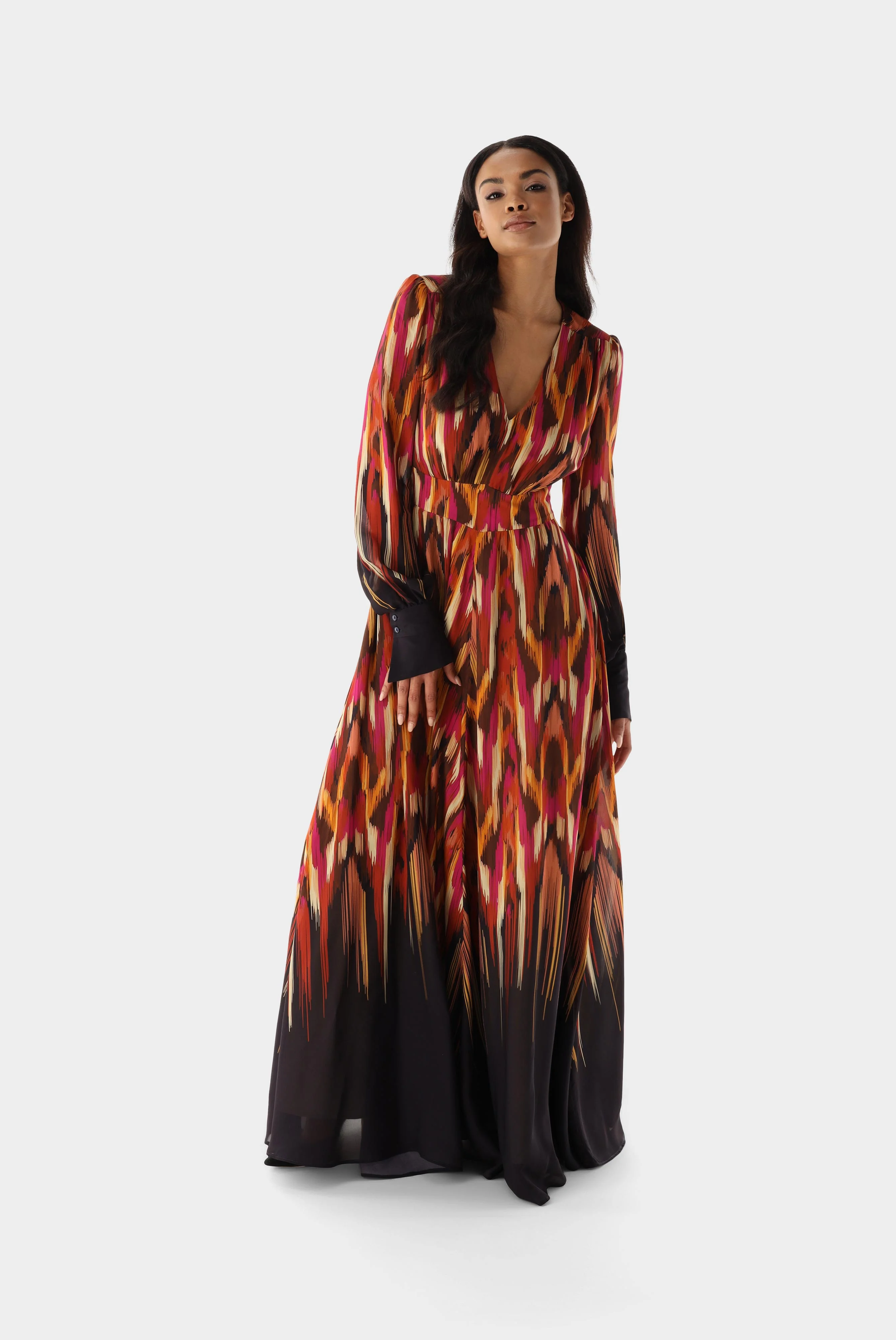 Maxi-Slip-On-Kleid aus Viskose mit Kunstdruck günstig online kaufen