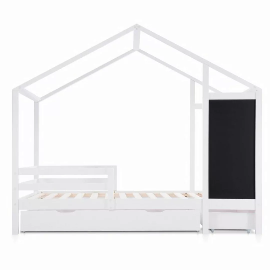 Odikalo Kinderbett Hausbett Holzbett 1 Tafel 2 Schubladen Weiß 90x 200cm (o günstig online kaufen