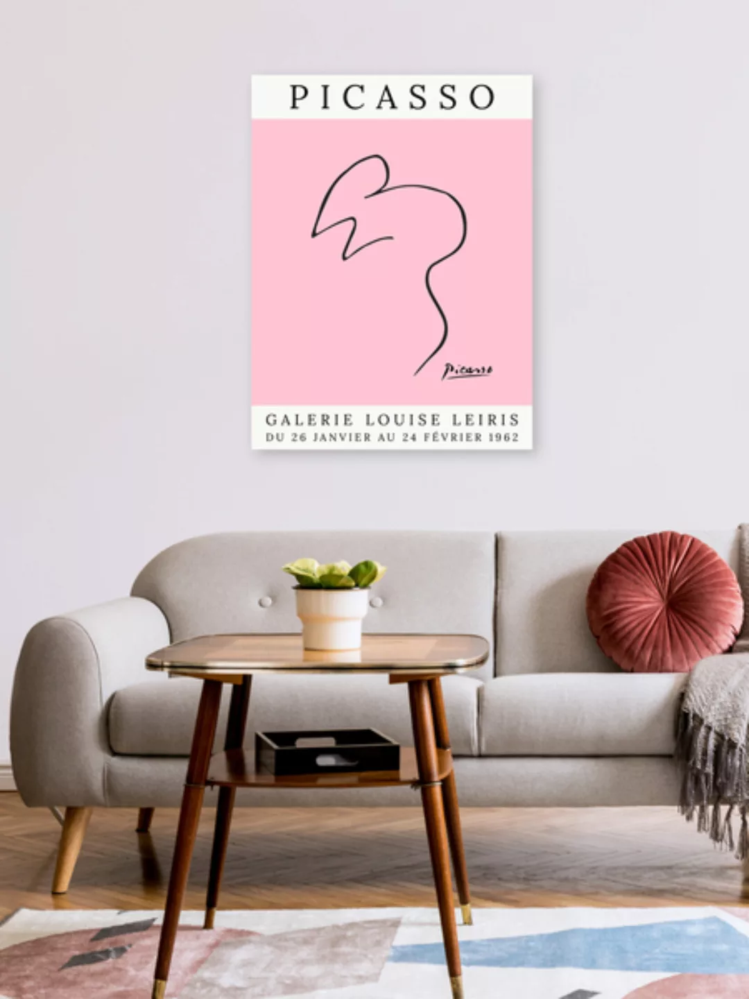 Poster / Leinwandbild - Picasso Maus – Rosa günstig online kaufen
