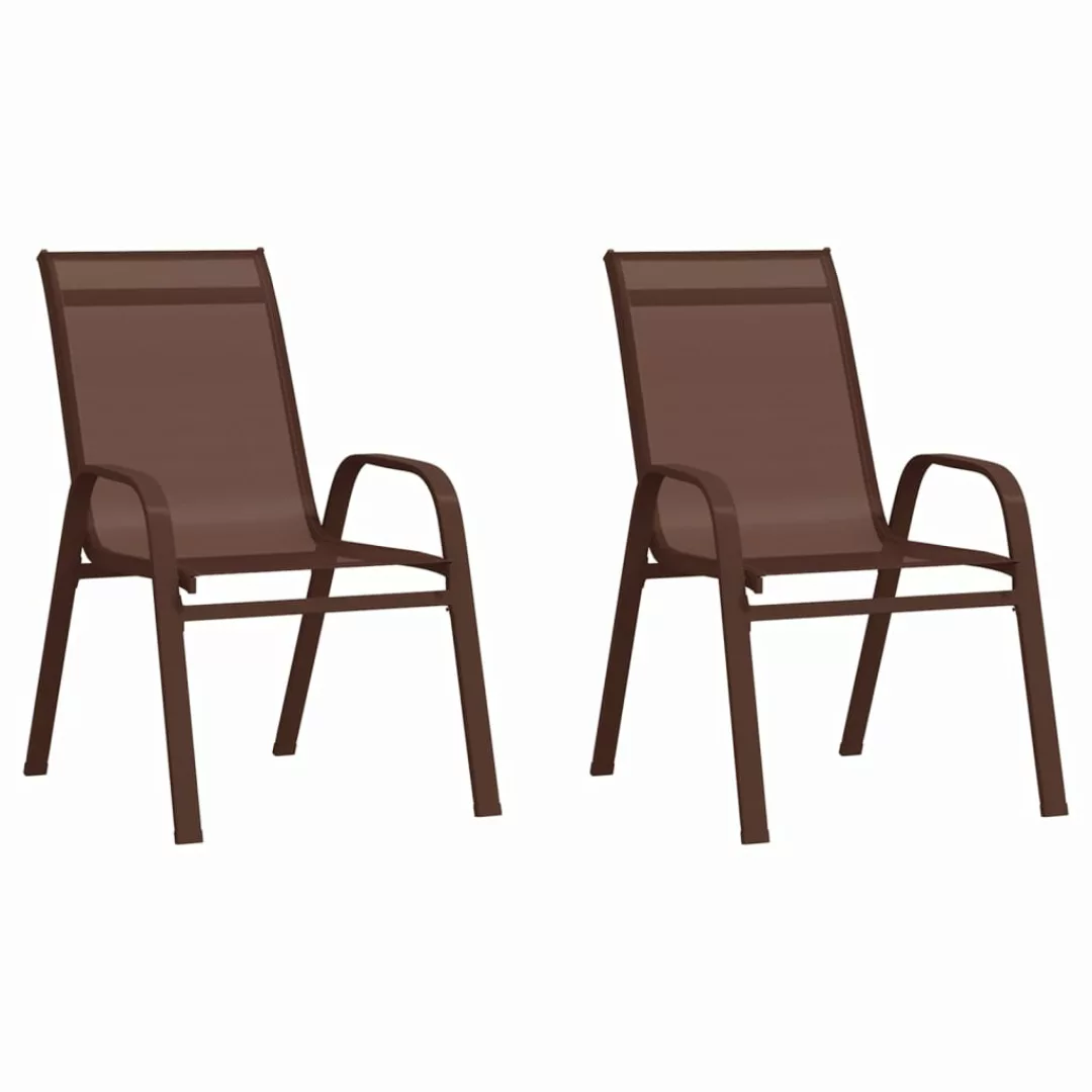 Vidaxl Stapelbare Gartenstühle 2 Stk. Braun Textilene günstig online kaufen