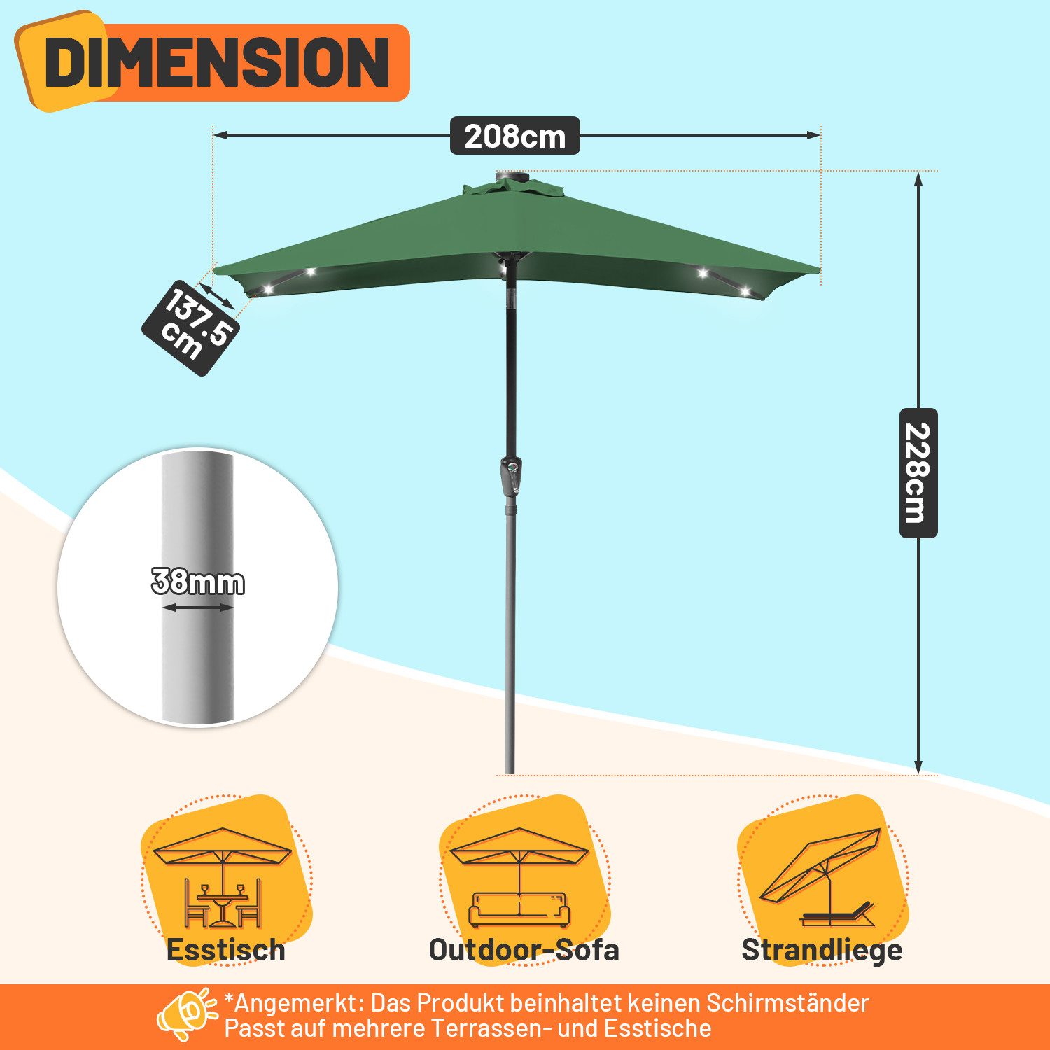 Clanmacy Sonnenschirm Sonnenschirm Rechteckig,Kurbel,Knickbar,neigbar,1.4x2 günstig online kaufen
