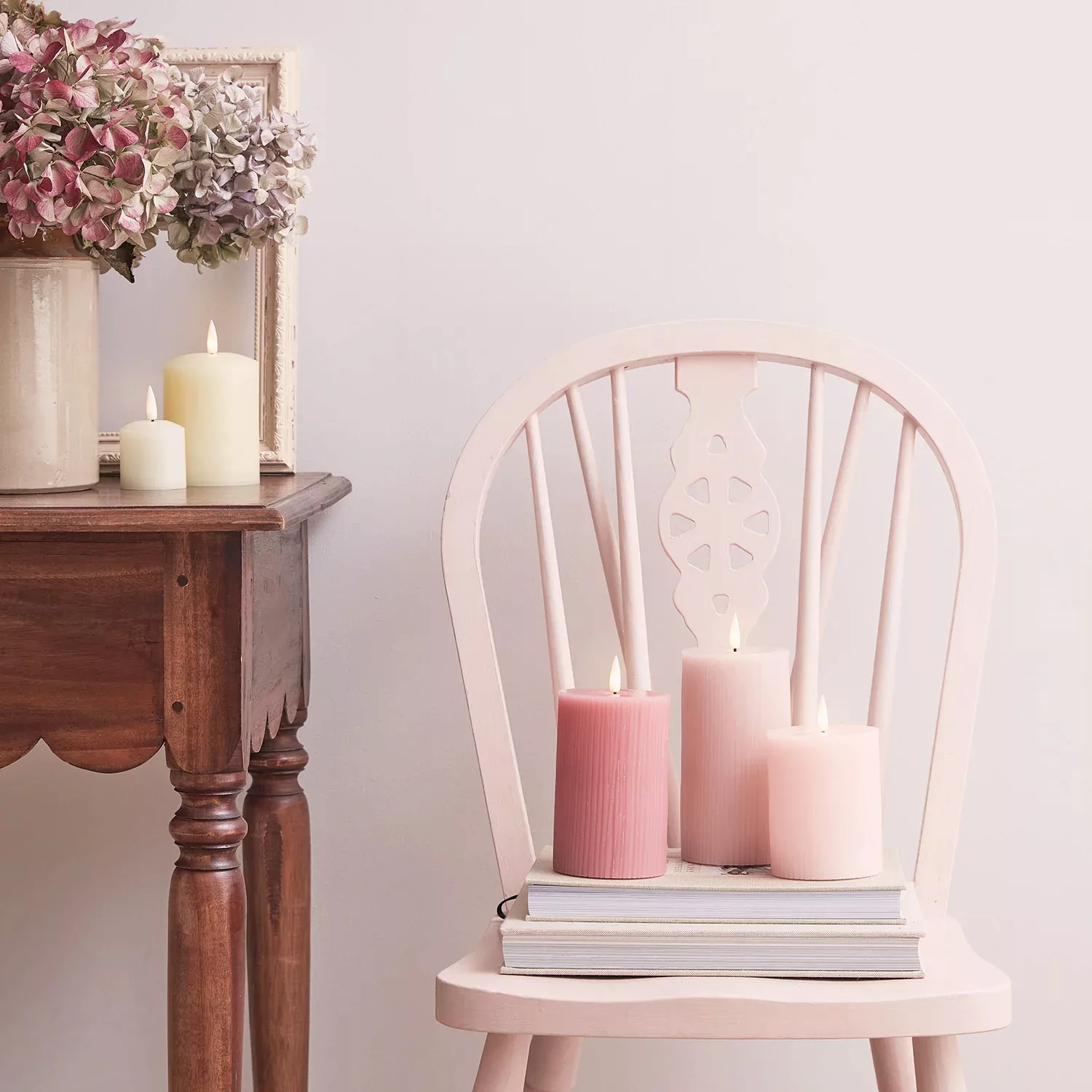 TruGlow® LED Kerzen Trio geriffelt rosa günstig online kaufen