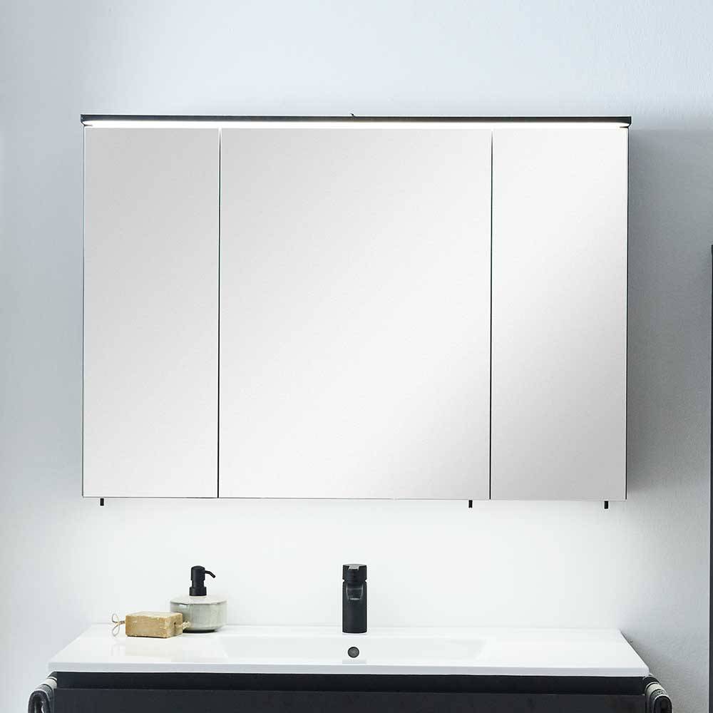 Spiegelschrank Korpus schwarz mit Glasböden LED Beleuchtung günstig online kaufen