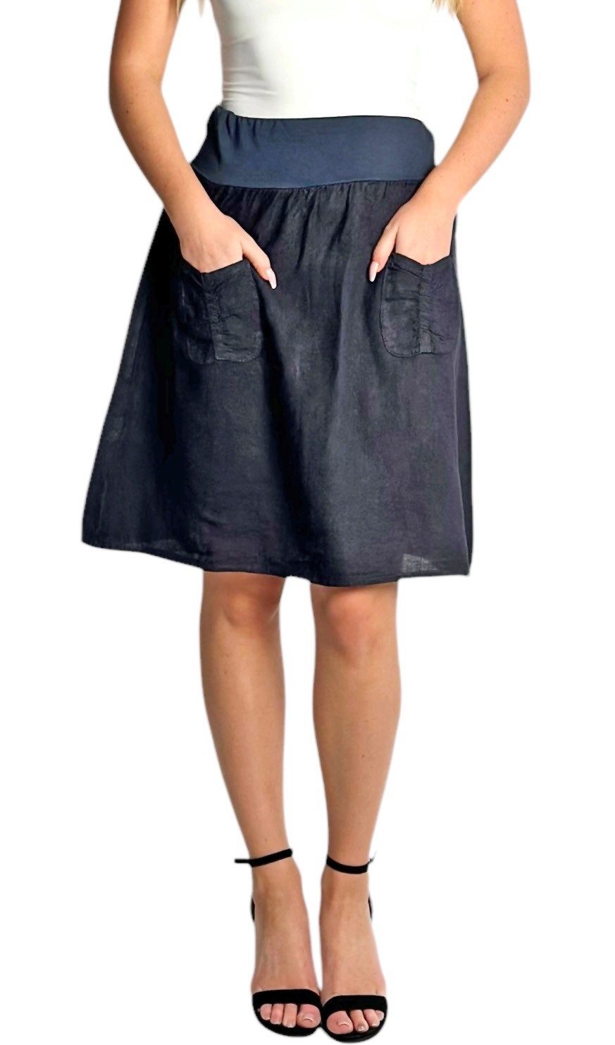 Mississhop A-Linien-Rock Leinen Rock Sommerrock locker günstig online kaufen