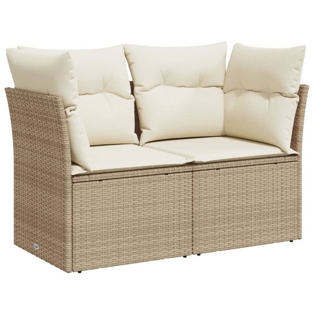 vidaXL Loungesofa Gartensofa mit Kissen 2-Sitzer Beige Poly Rattan, 1 Teile günstig online kaufen