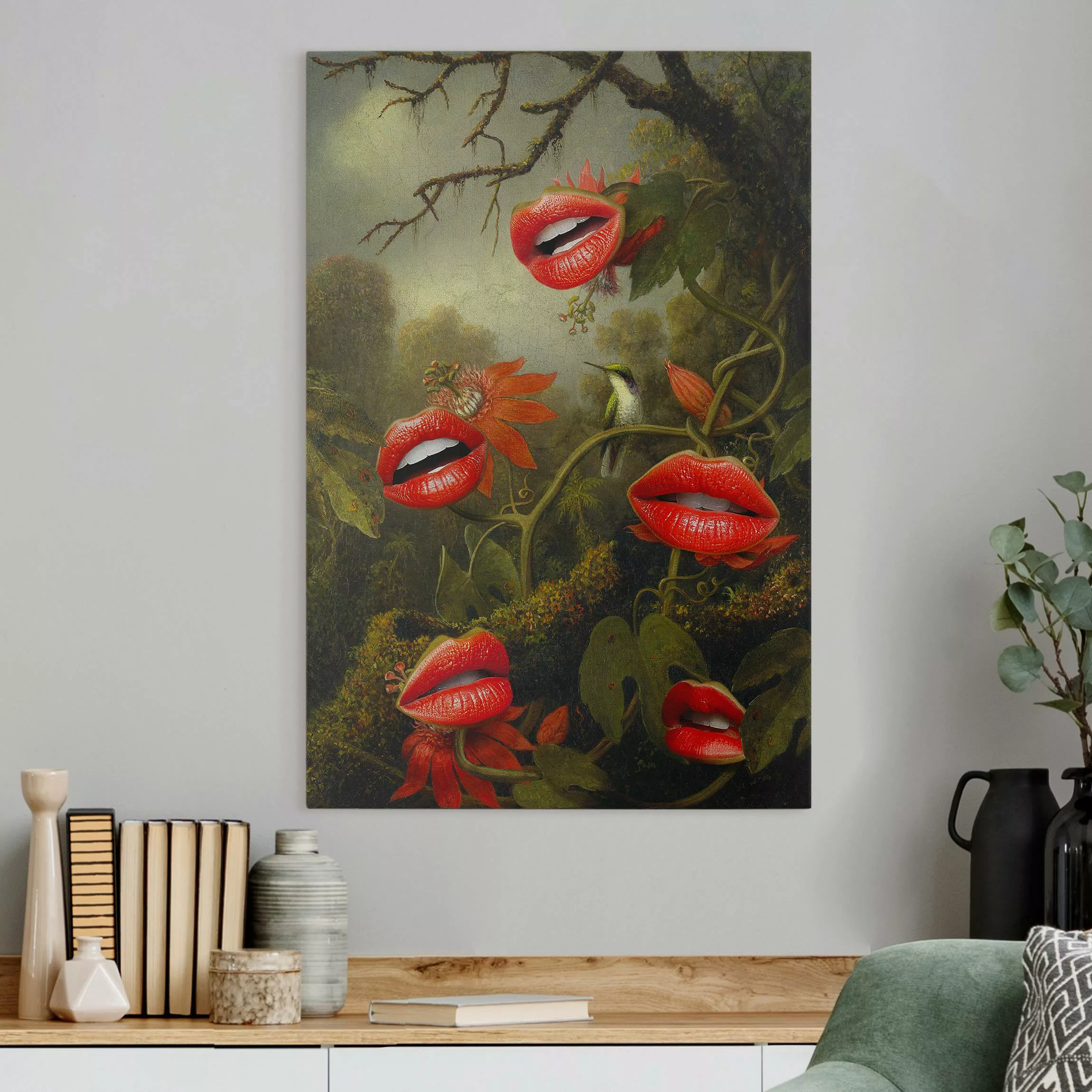 Leinwandbild Lippen Dschungel günstig online kaufen
