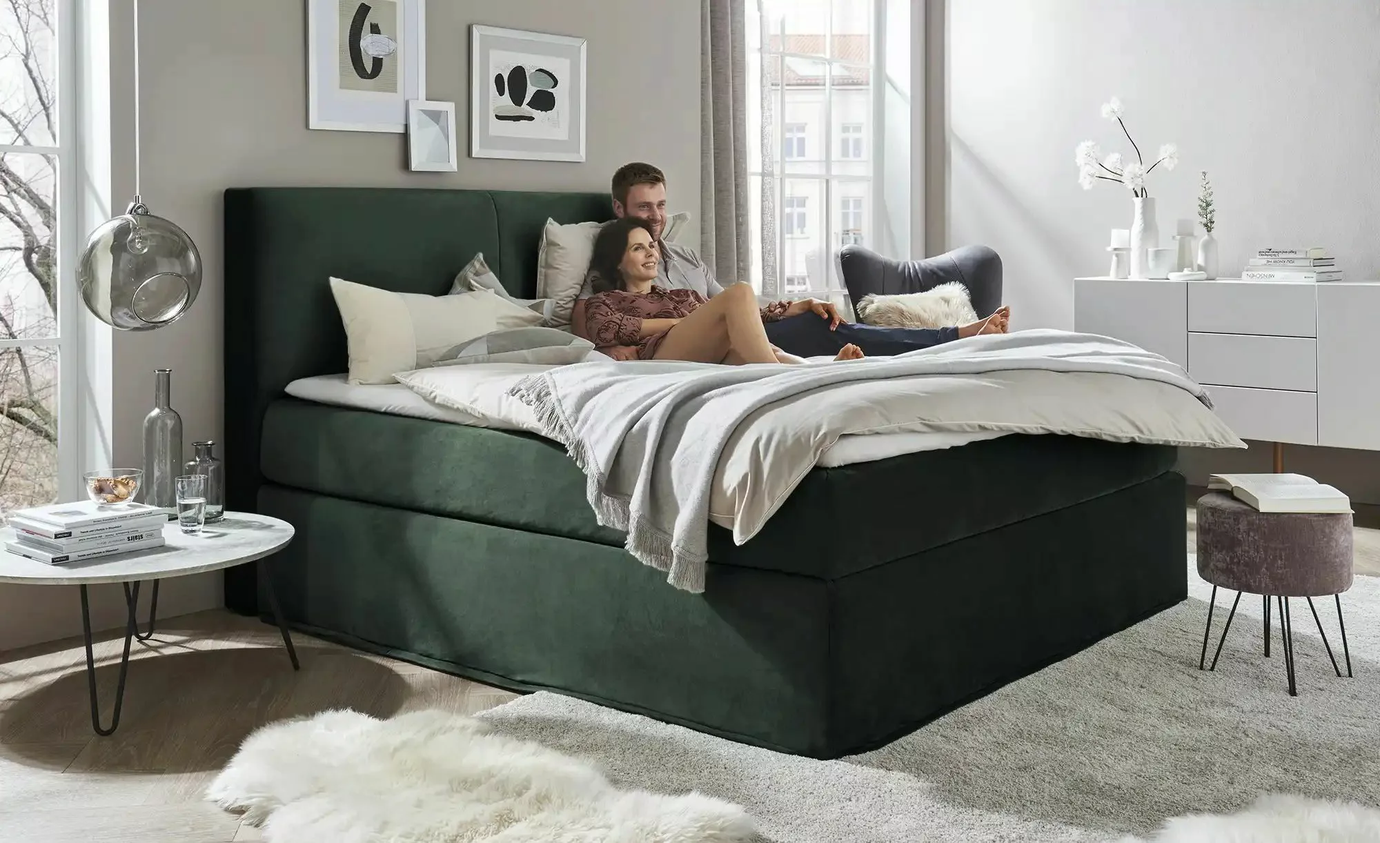 Boxi Boxspringbett 160 x 200 cm  Boxi Classic ¦ grün ¦ Maße (cm): B: 160 H: günstig online kaufen