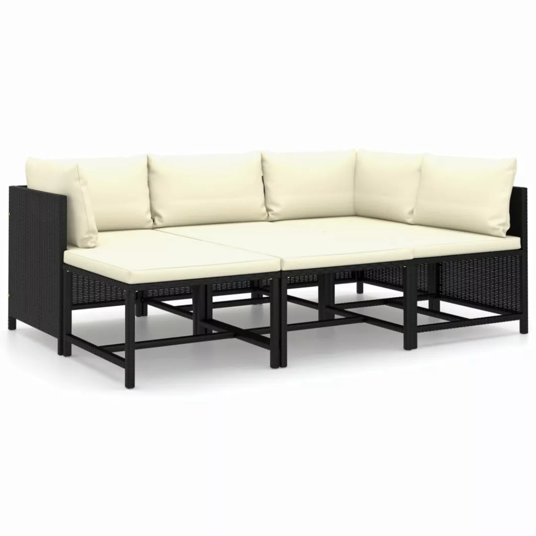 6-tlg. Garten-lounge-set Mit Kissen Poly Rattan Schwarz günstig online kaufen