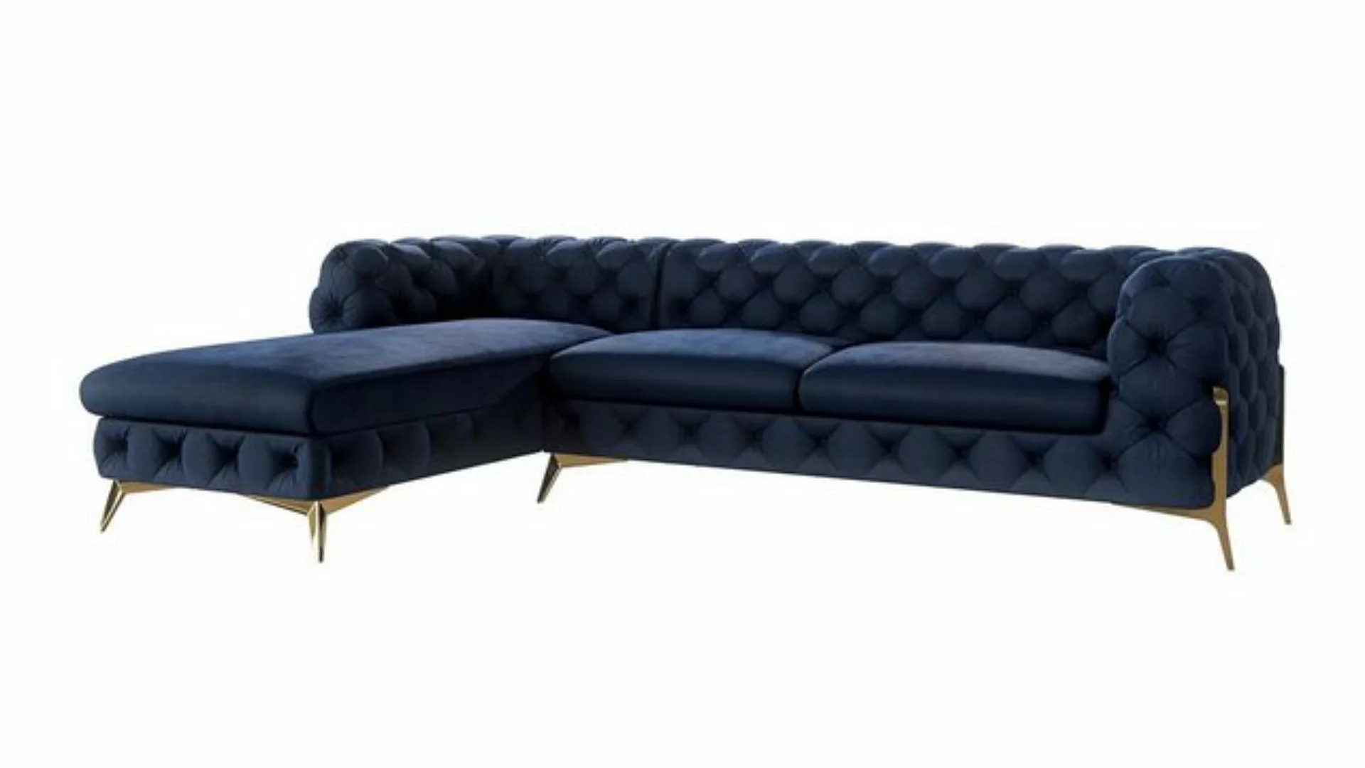 S-Style Möbel Ecksofa mit Ottomane Chesterfield Ashley mit Goldene Metall F günstig online kaufen