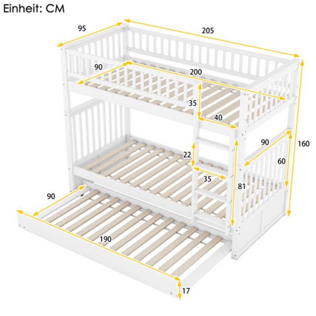 XDeer Etagenbett Etagenbetten Kinderbetten Dreierbetten Etagenbetten mit, G günstig online kaufen