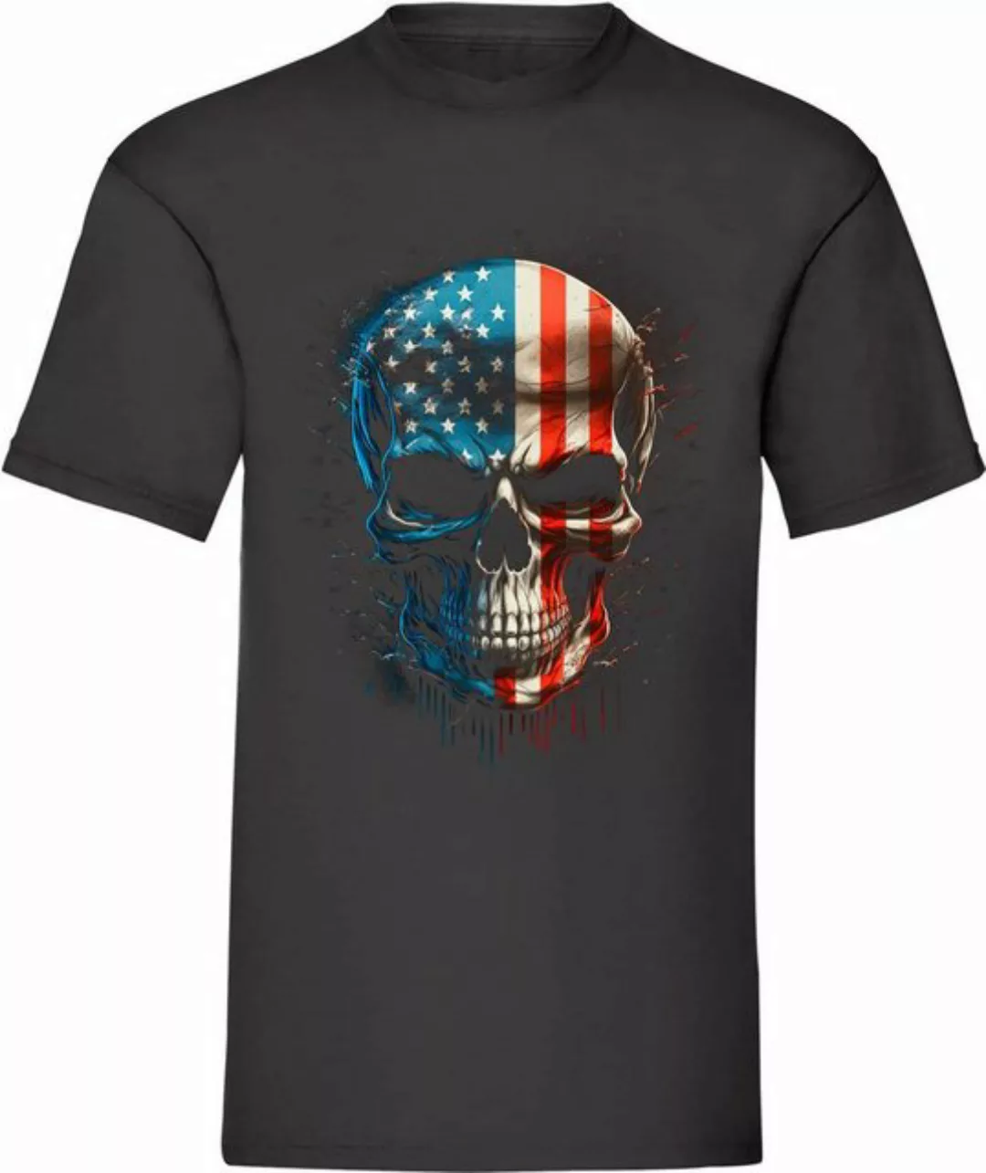 Banco T-Shirt Herren T-Shirt mit Totenkopf USA (30) Aufdruck aus 100% Baumw günstig online kaufen