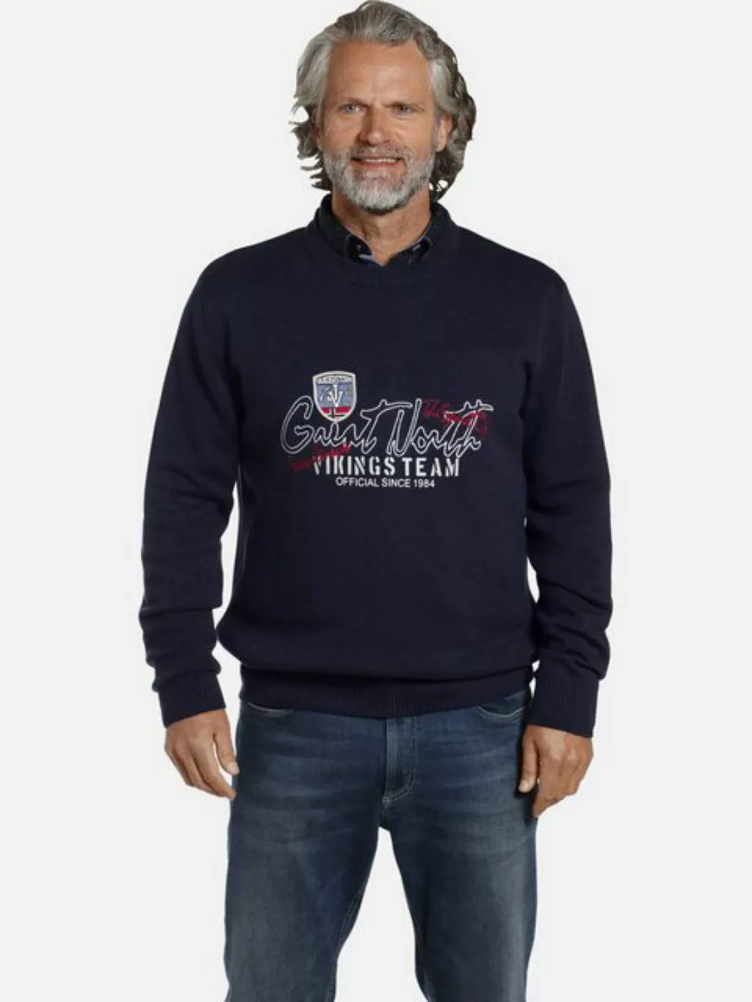 Jan Vanderstorm Rundhalspullover TJURE robuster Baumwollpullover günstig online kaufen