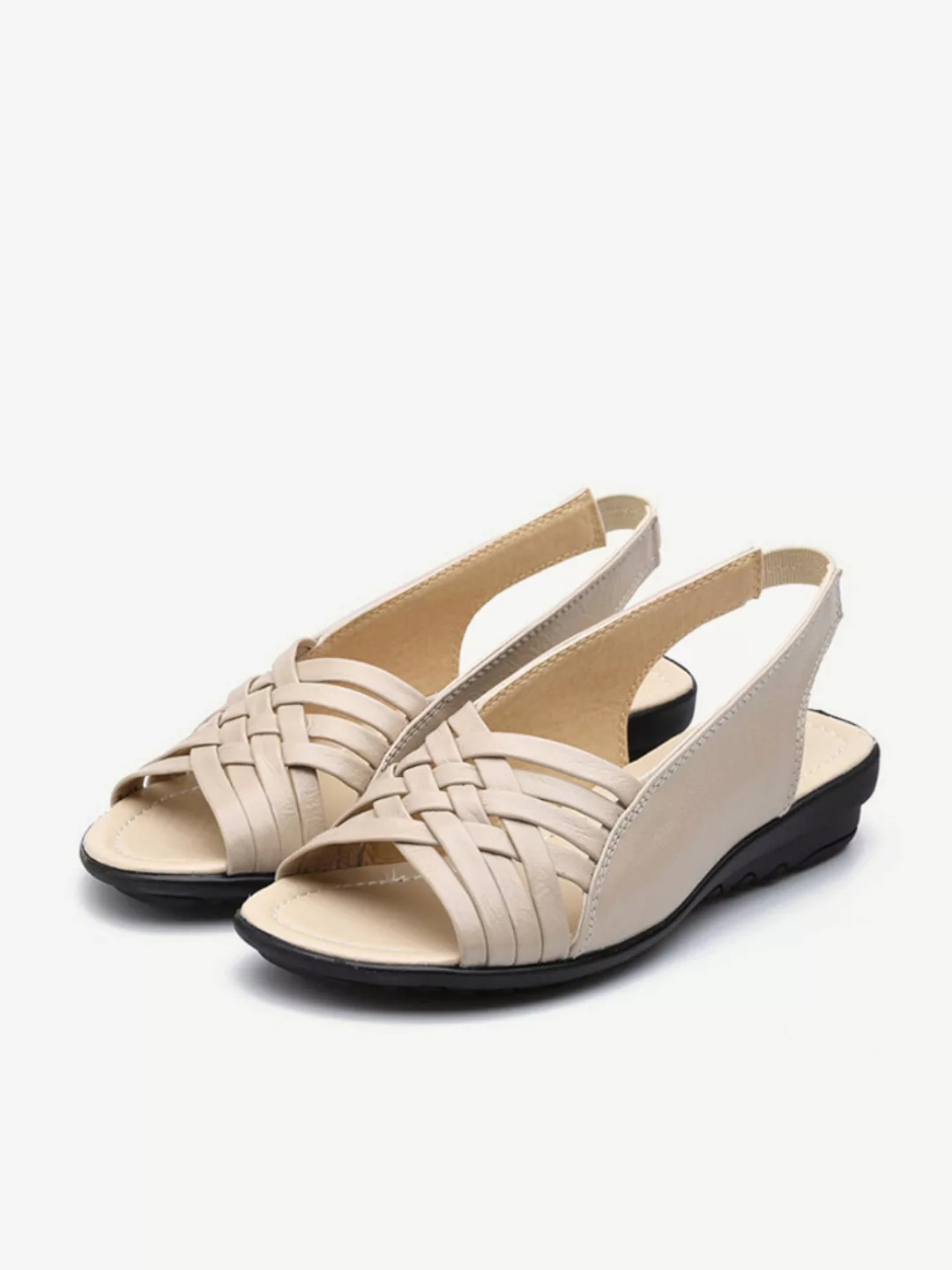 Peep Toe Soft Sohle Flat Slingback Sandalen Für Damen günstig online kaufen