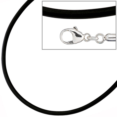 SIGO Halskette Kautschuk schwarz mit 925 Silber 2 mm 45 cm Kautschukkette günstig online kaufen
