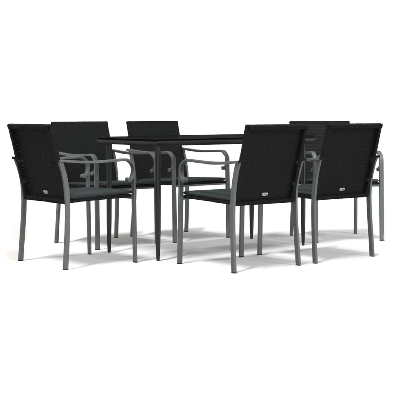 vidaXL 7-Tlg Garten-Essgruppe mit Kissen Poly Rattan und Stahl 3186948 günstig online kaufen