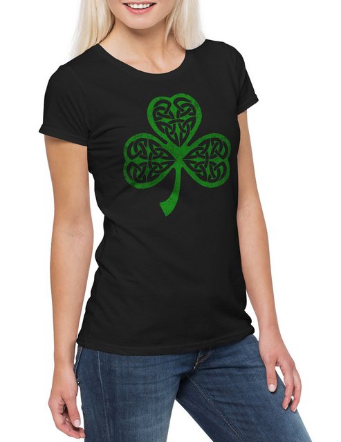 Urban Backwoods Print-Shirt Shamrock Irish Knot II Damen T-Shirt Cloverleaf günstig online kaufen