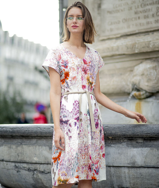 Kurzarmkleid Mit Blumenprint Aus Bio-baumwolle | Art-flower Dress günstig online kaufen