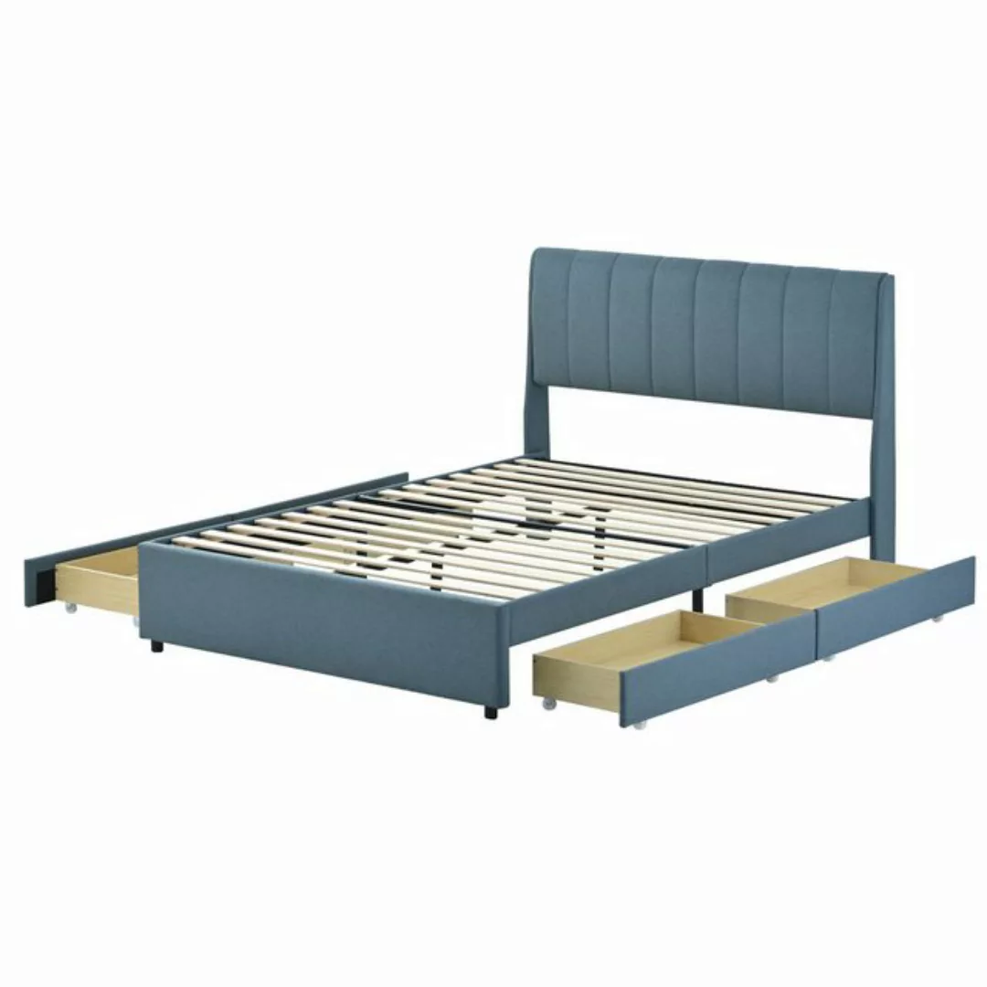 IDEASY Polsterbett Doppelbett, Leinenbett, Bettgestell aus Stoff, 140 x 200 günstig online kaufen