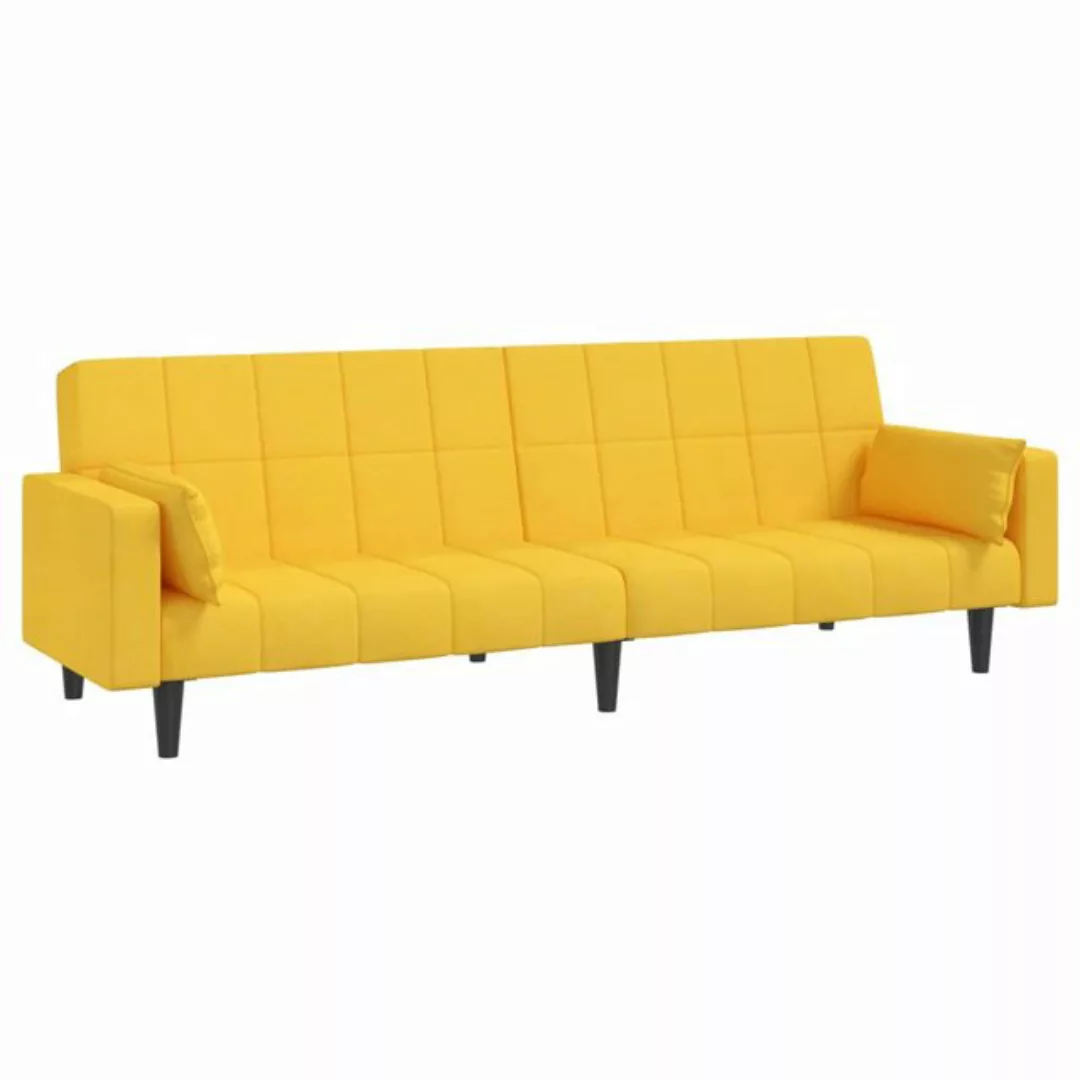 vidaXL Schlafsofa, Sofa 2-Sitzer mit 2 Kissen Gelb Stoff günstig online kaufen