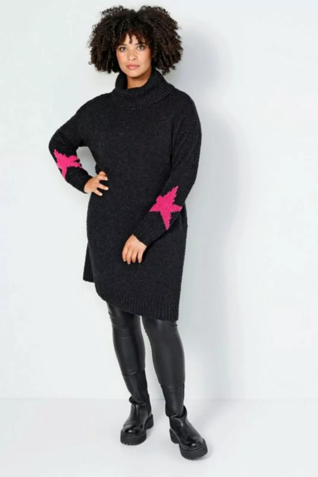 Angel of Style Rollkragenpullover Long-Pullover Bouclé-Strick Sterne Rollkr günstig online kaufen